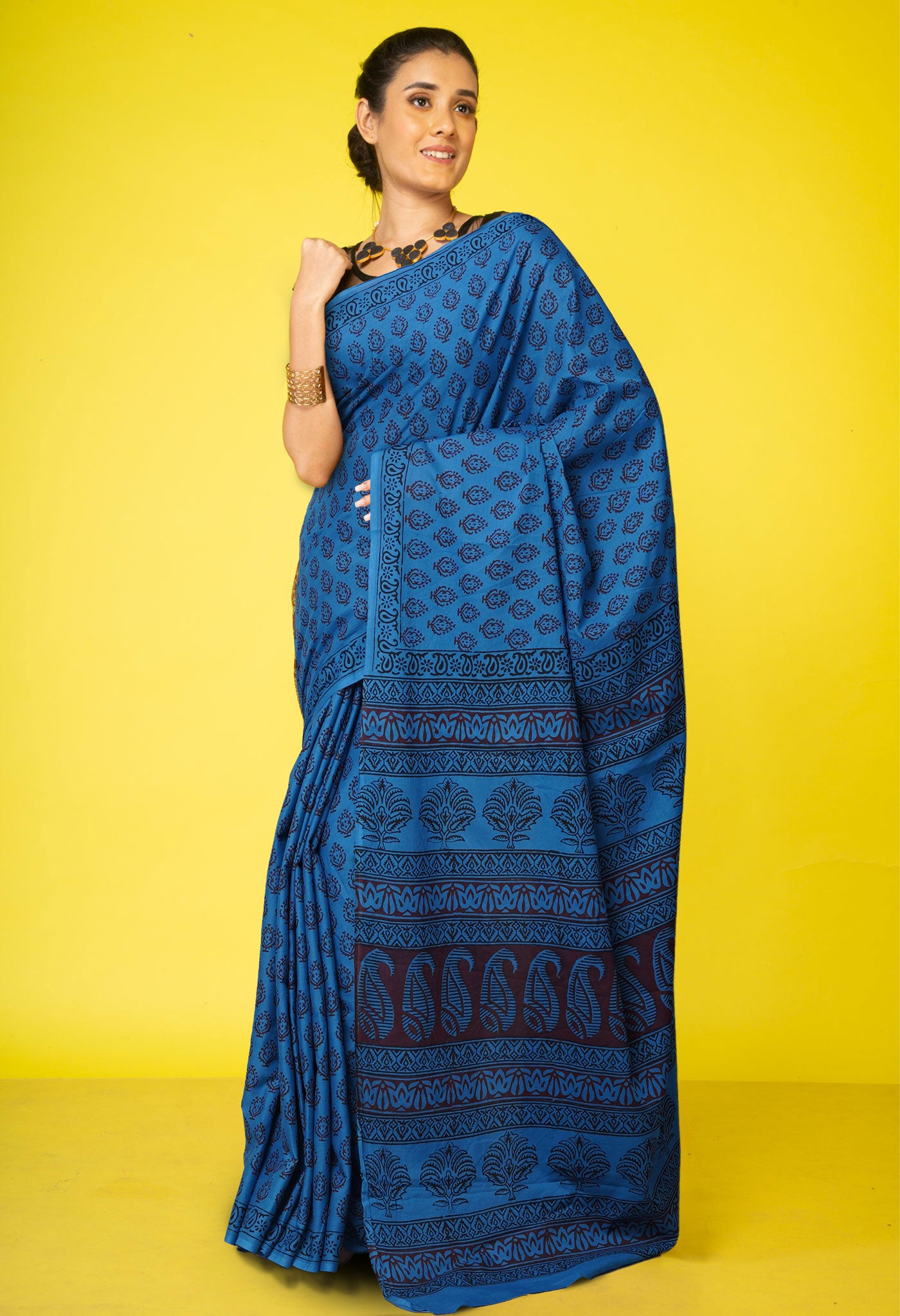 Blue Pure  Bagh Printed Soft Cotton Saree-UNM78778