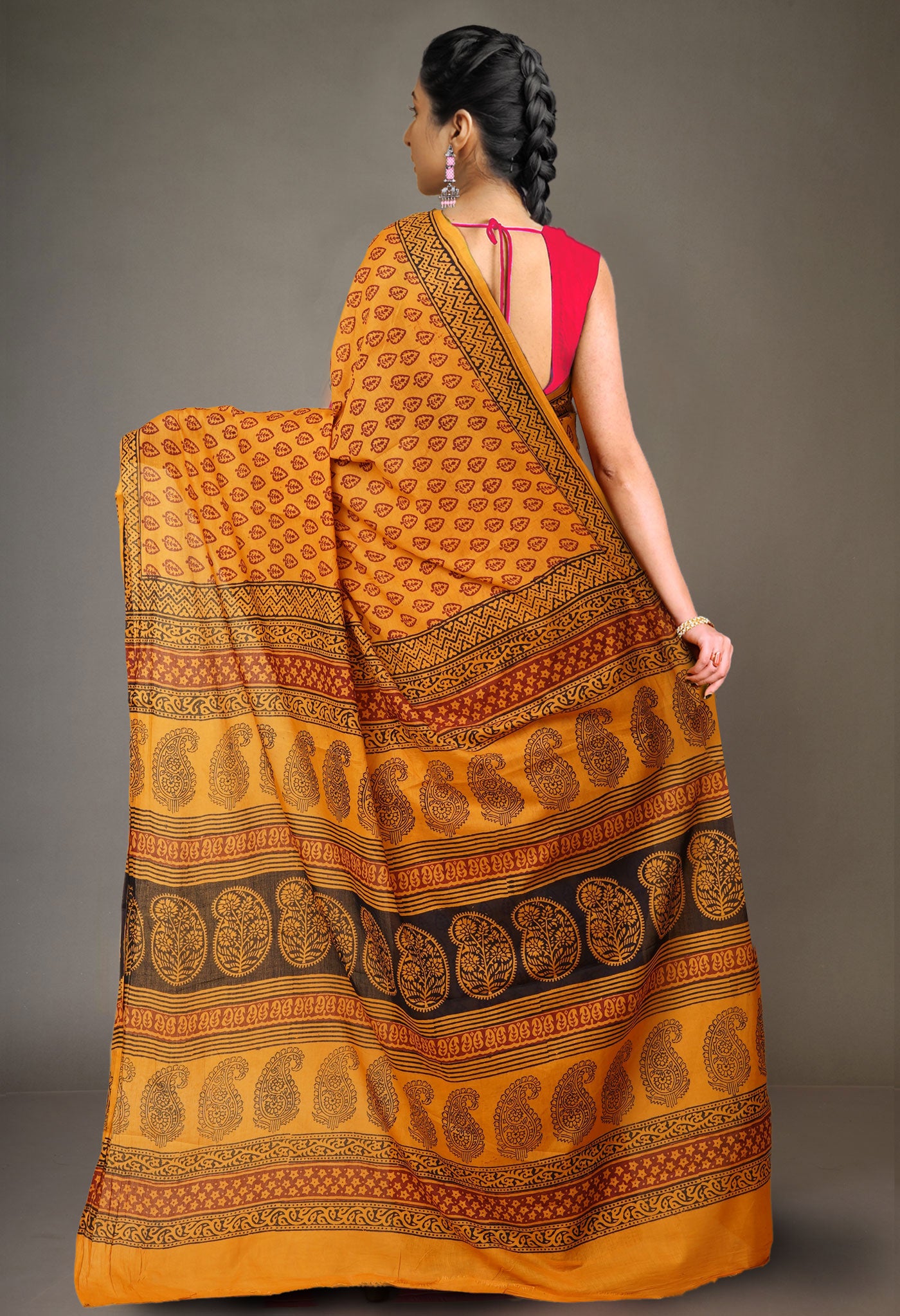 Yellow Pure  Bagh Printed Soft Cotton Saree-UNM78787