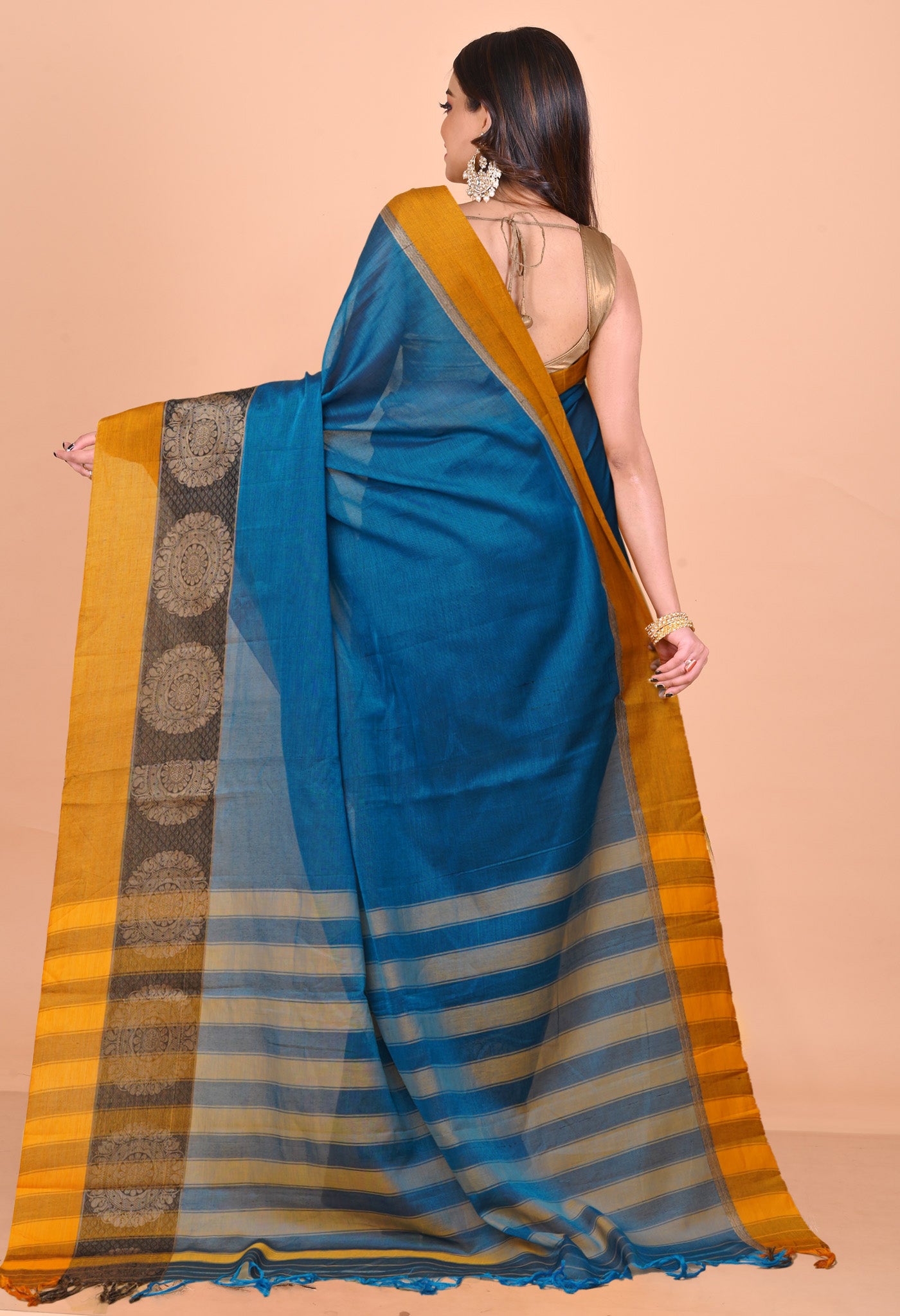 Peacock Blue Pure Handloom Narayani Cotton Saree