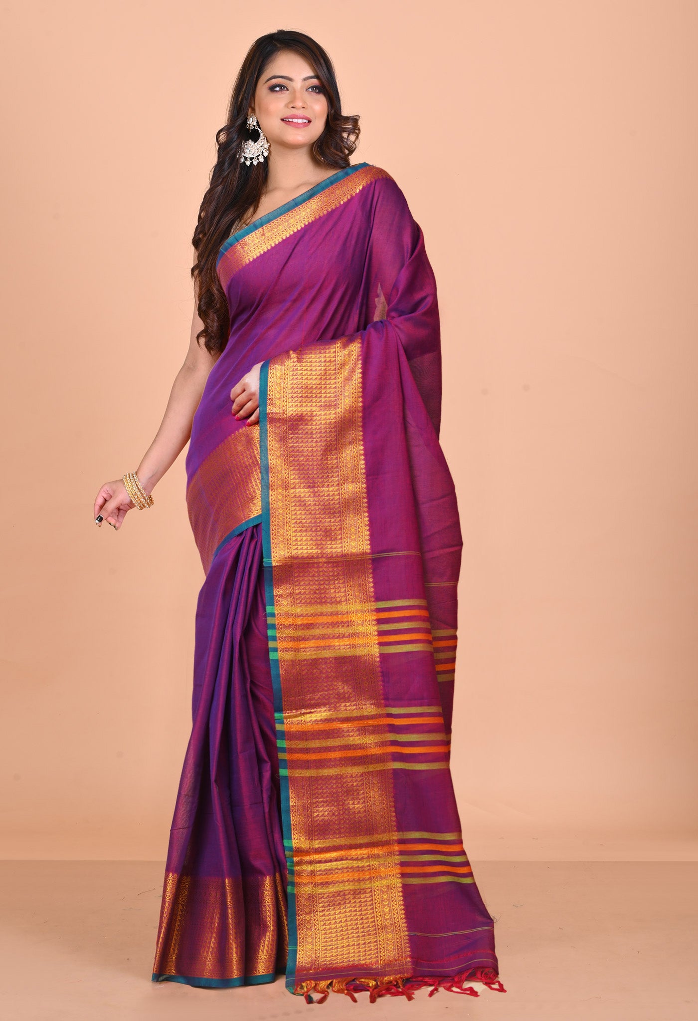 Purple Pure Handloom Narayani Cotton Saree-UNM78872