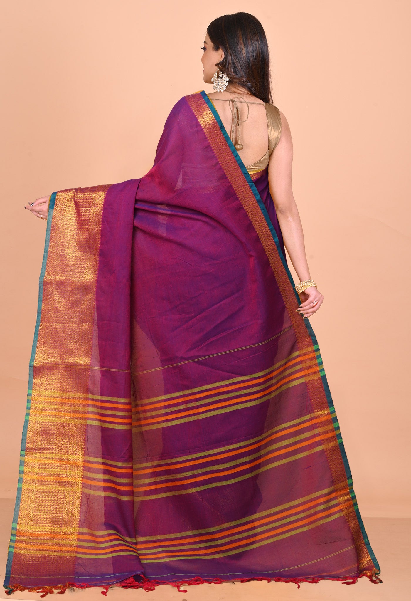 Purple Pure Handloom Narayani Cotton Saree-UNM78872