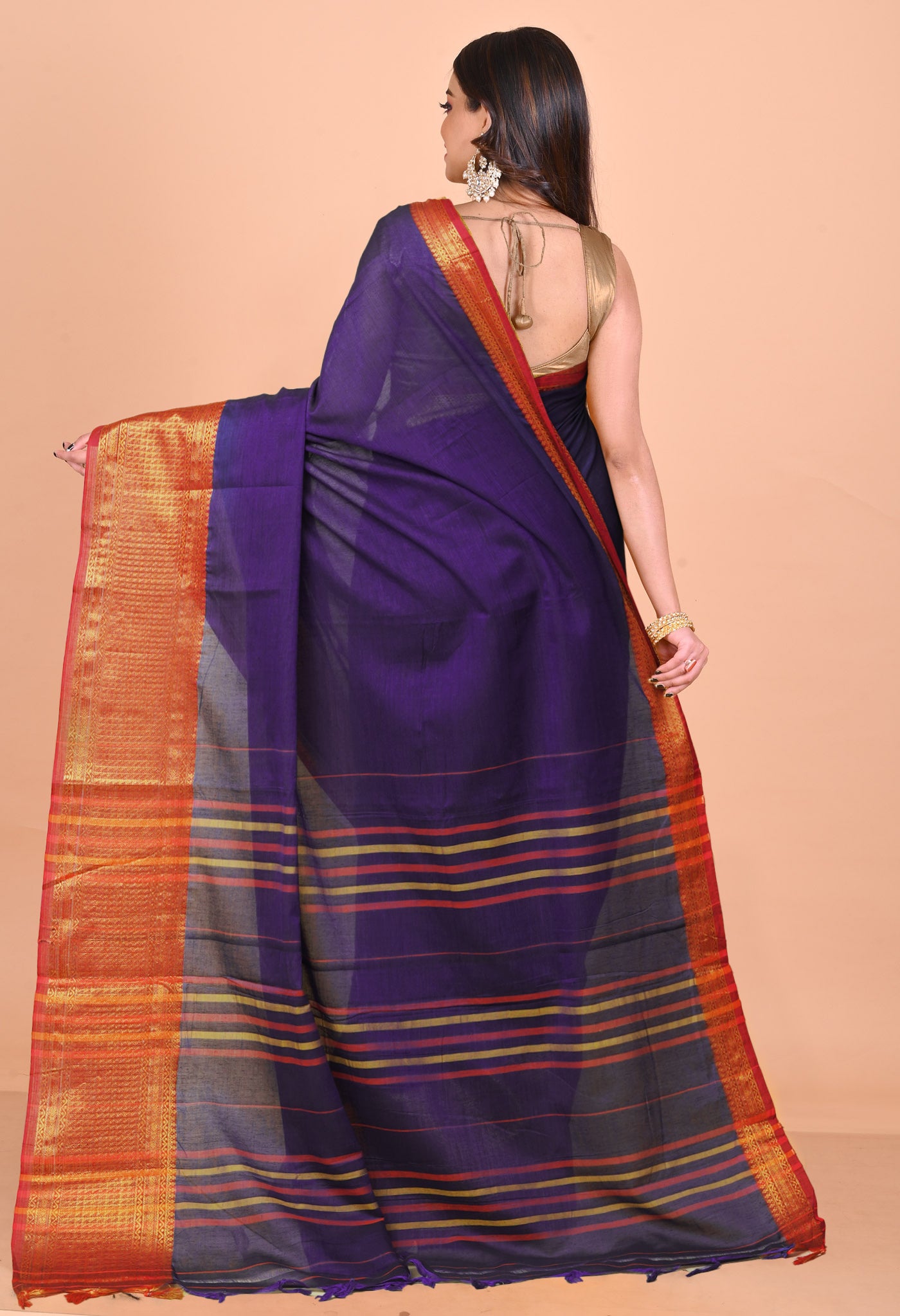 Blue Pure Handloom Narayani Cotton Saree