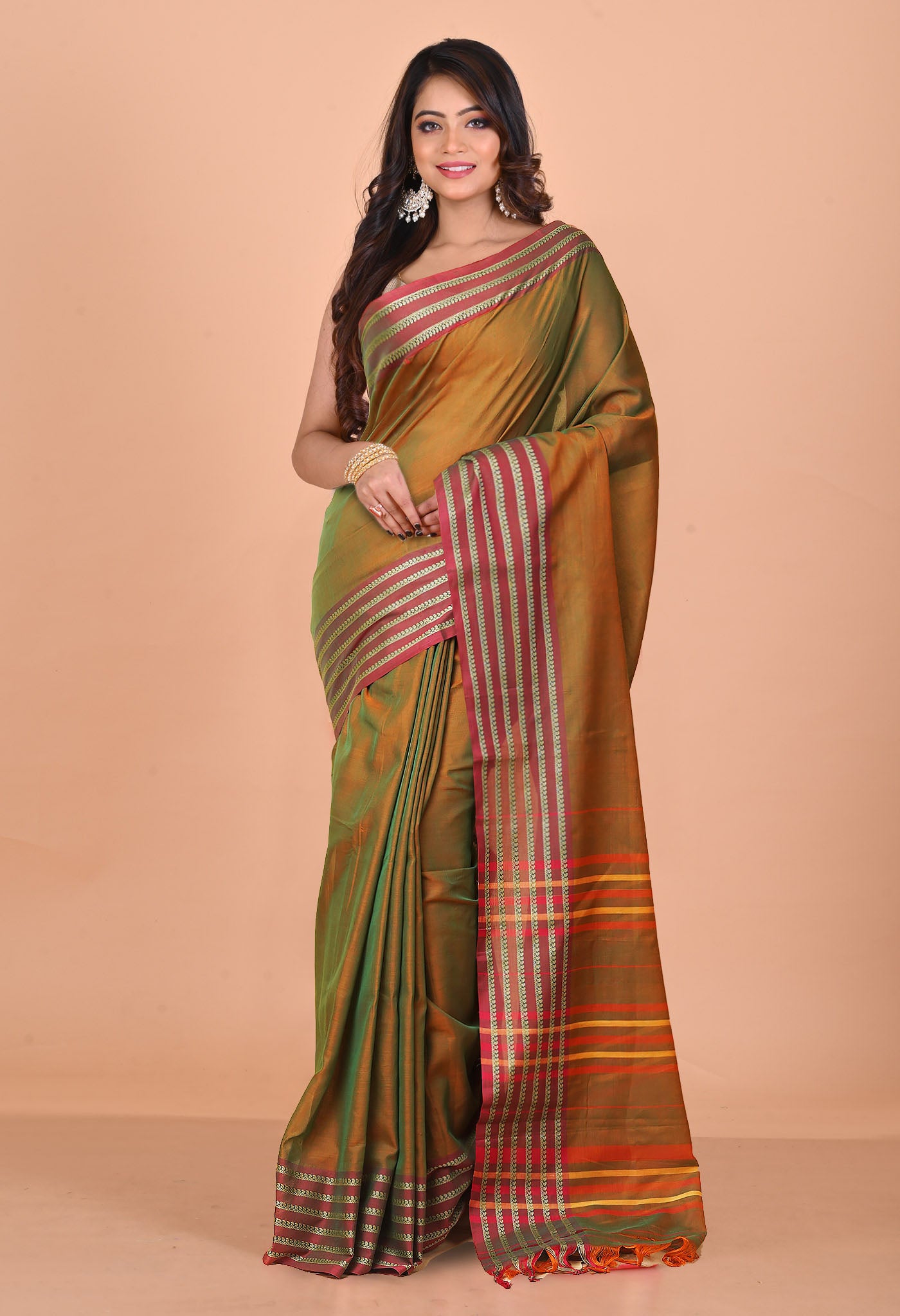 Green Pure Handloom Narayani Cotton Saree-UNM78887