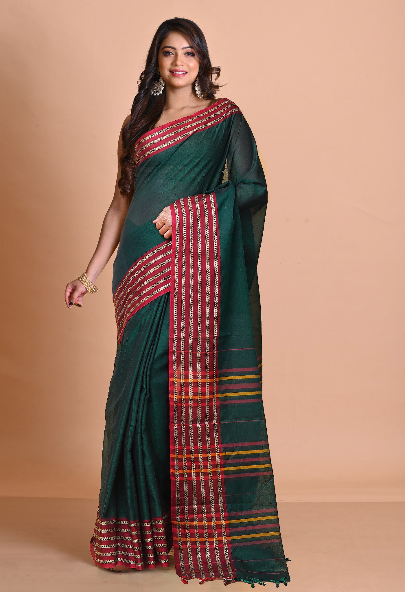 Green Pure Handloom Narayani Cotton Saree