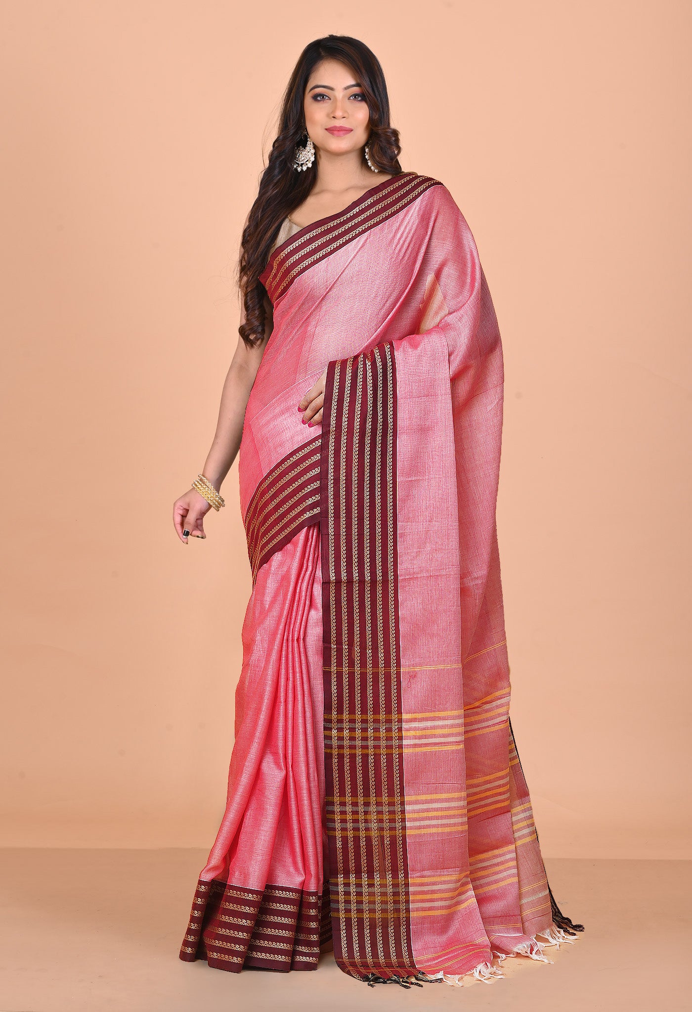 Pink Pure Handloom Narayani Cotton Saree