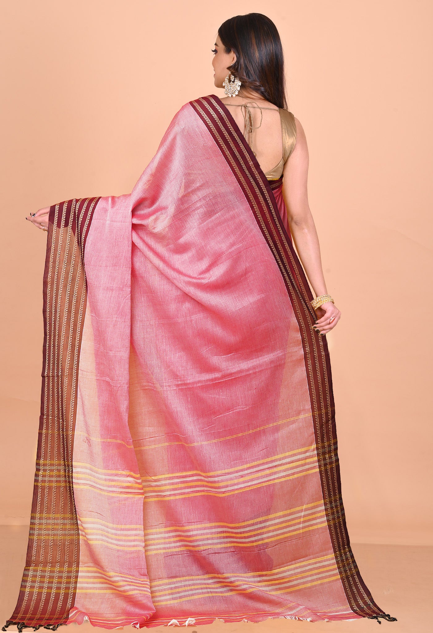 Pink Pure Handloom Narayani Cotton Saree