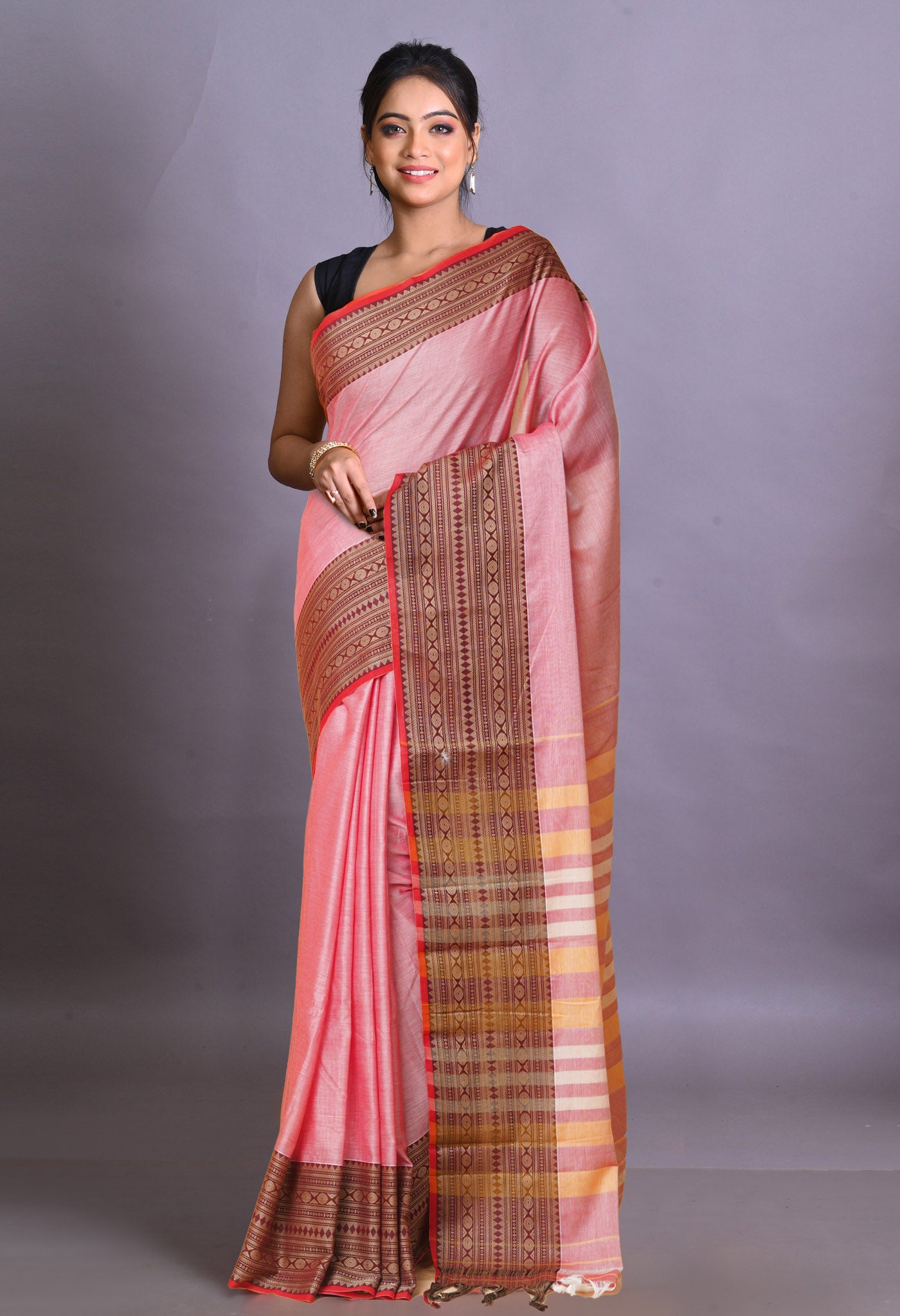 Pink Pure Handloom Narayani Cotton Saree-UNM78894