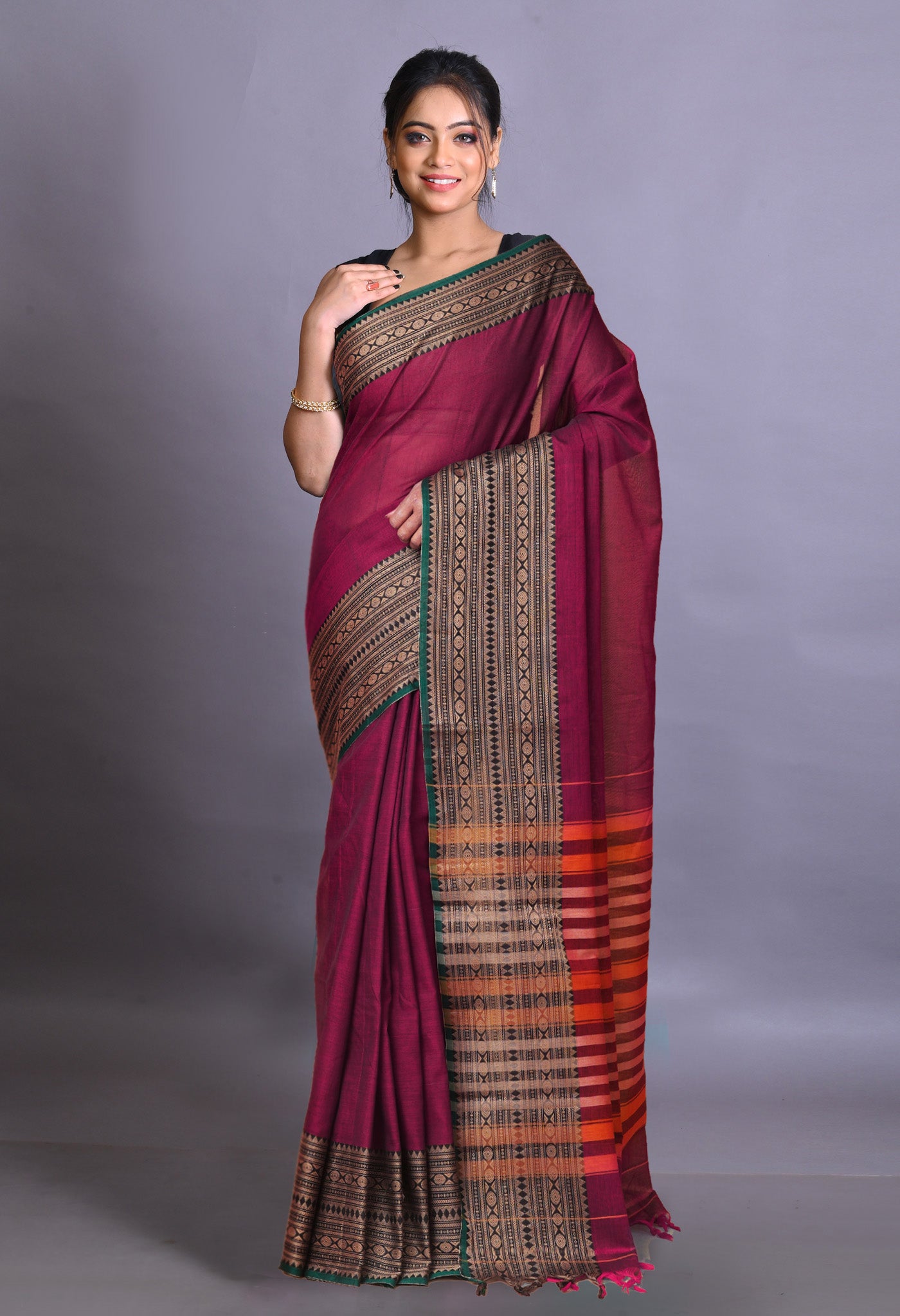 Pink Pure Handloom Narayani Cotton Saree-UNM78897