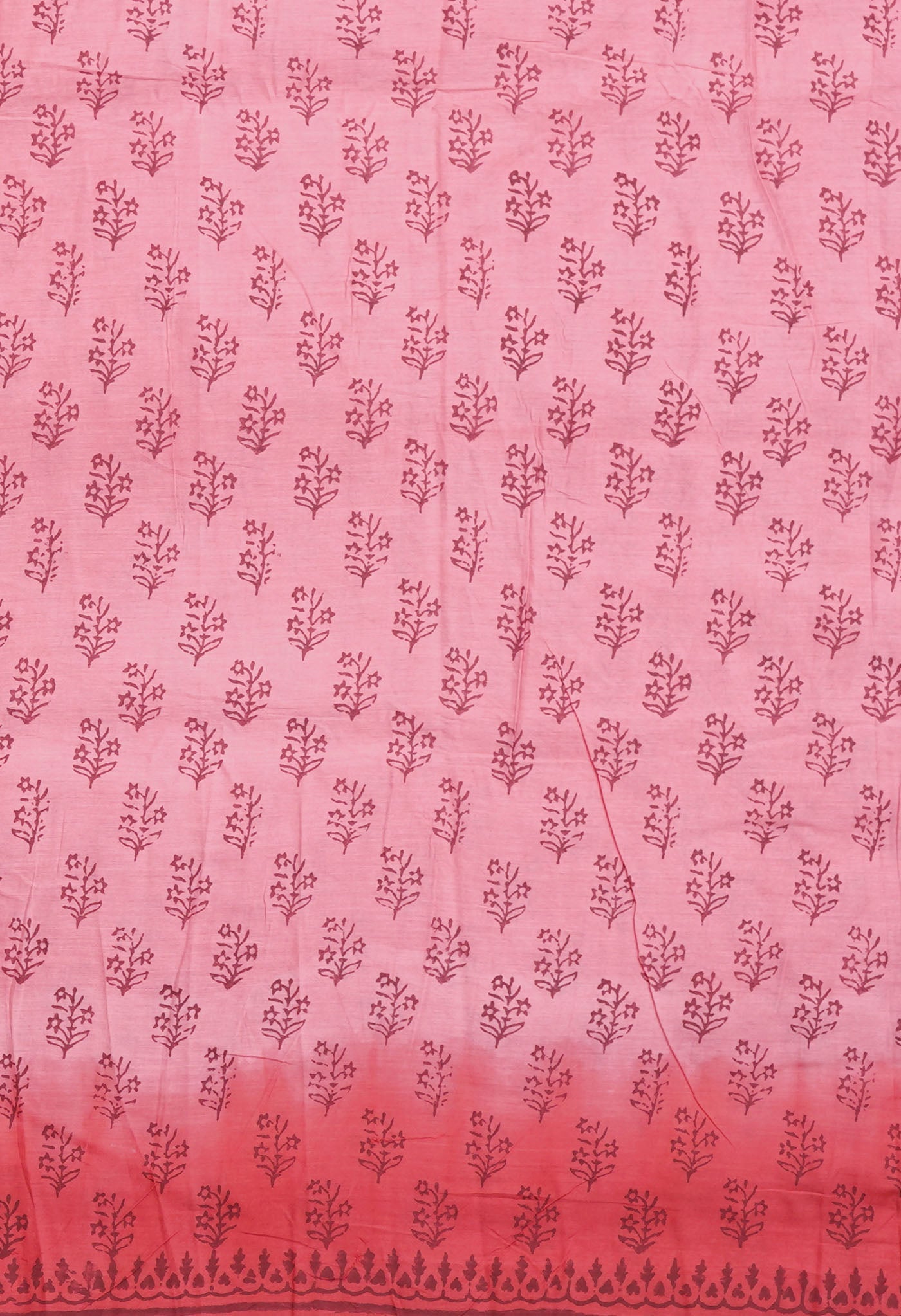 Pink-Red Pure Block Printed Soft Cotton Saree-UNM78980