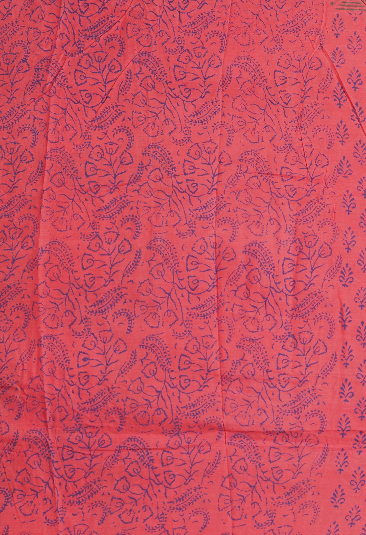 Red Pure Block Printed Soft Cotton Saree-UNM78994