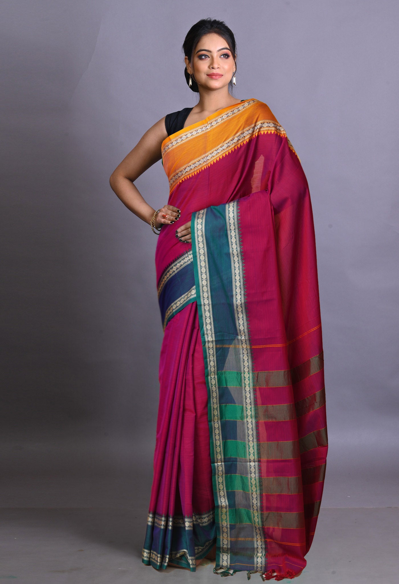 Pink Pure Handloom Narayani Cotton Saree-UNM79023