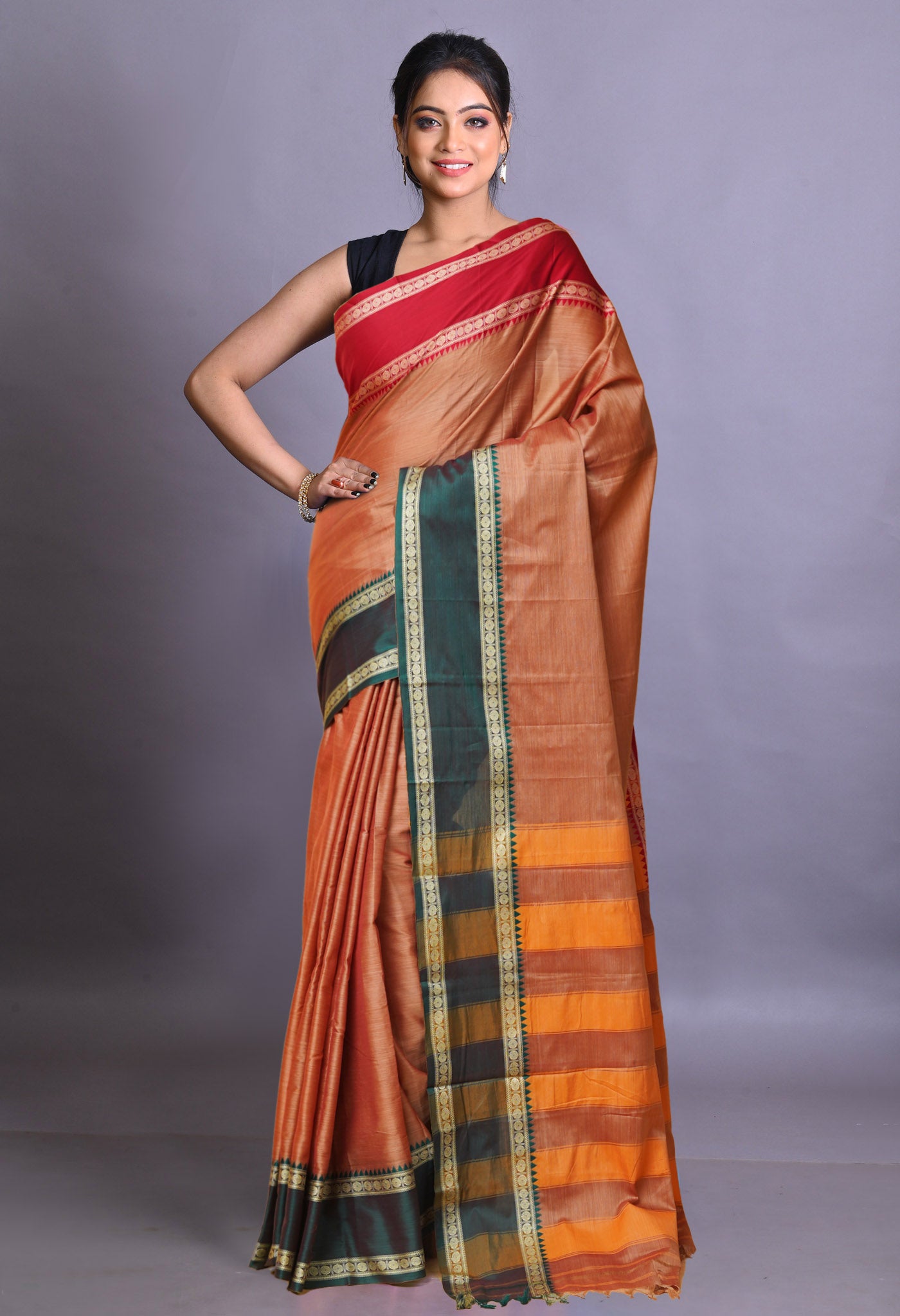 Brown Pure Handloom Narayani Cotton Saree-UNM79024