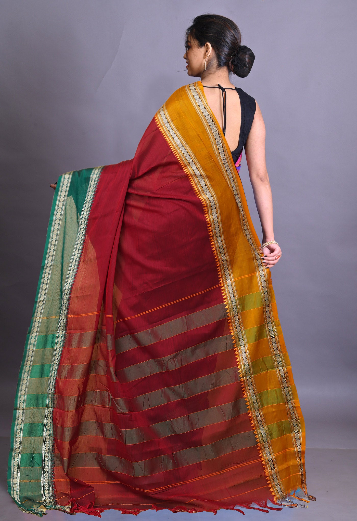 Maroon Pure Handloom Narayani Cotton Saree