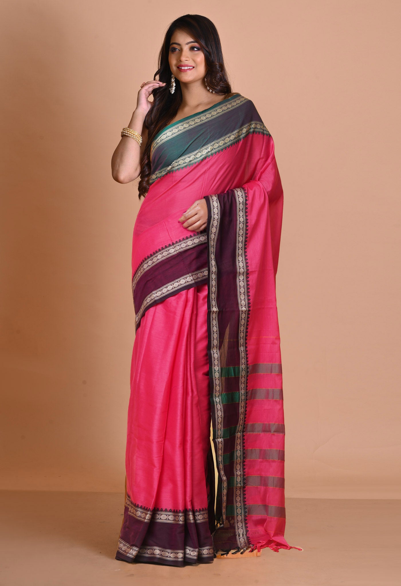 Pink Pure Handloom Narayani Cotton Saree-UNM79028