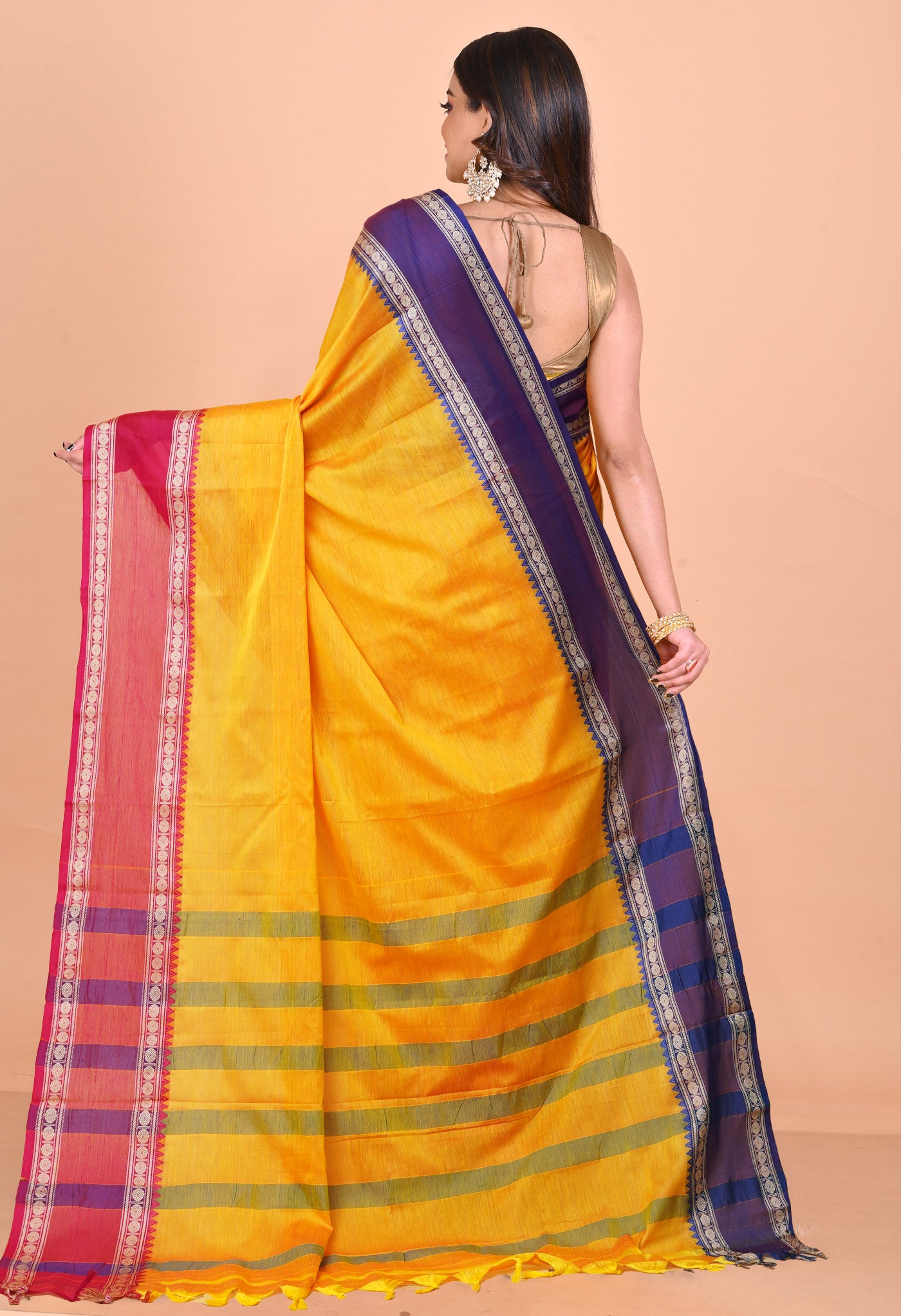 Yellow Pure Handloom Narayani Cotton Saree