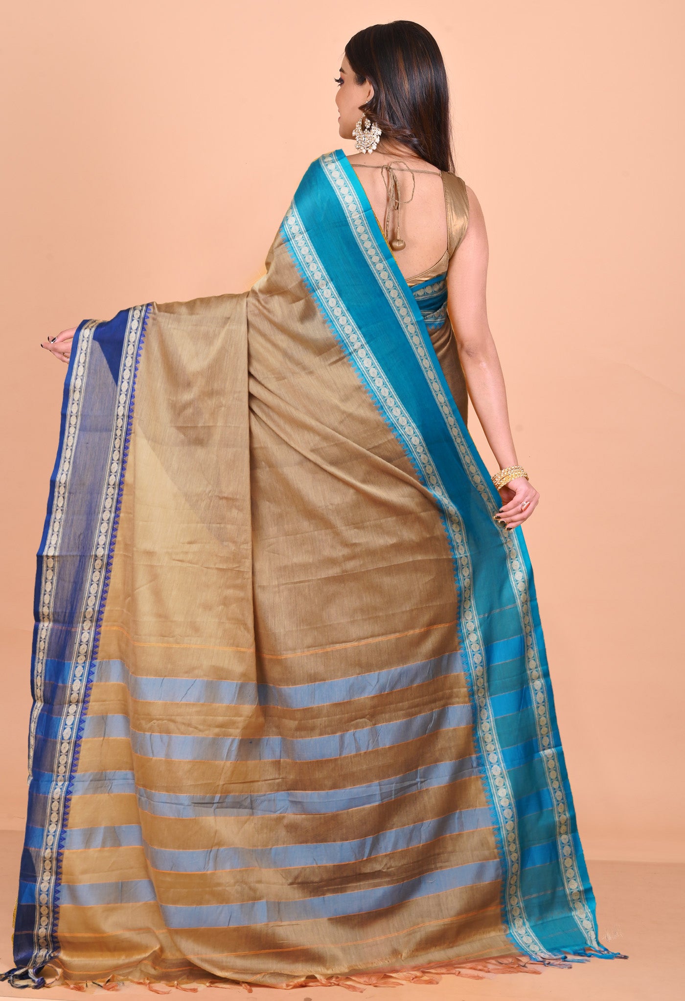 Cream Pure Handloom Narayani Cotton Saree