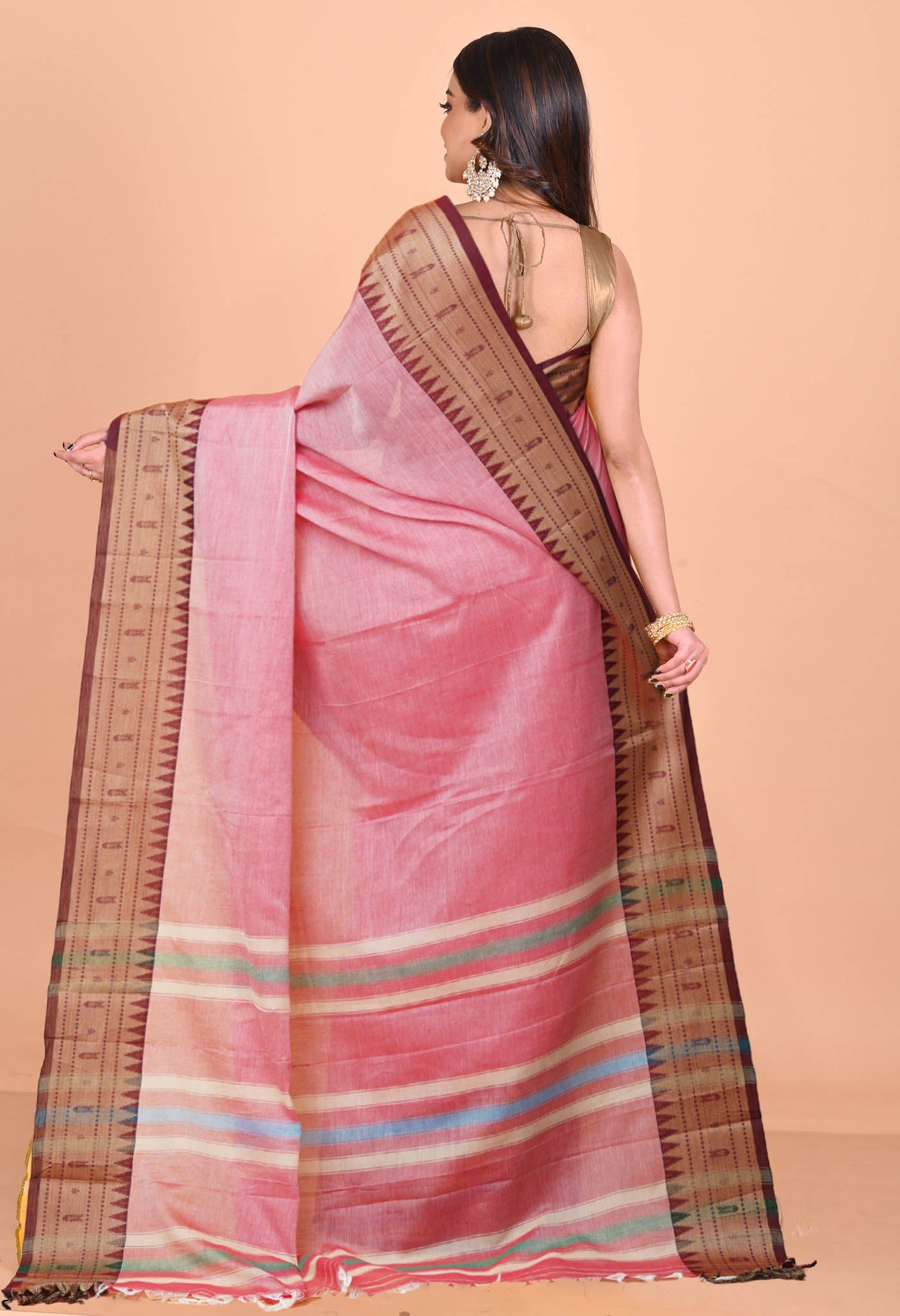 Pink Pure Handloom Narayani Cotton Saree