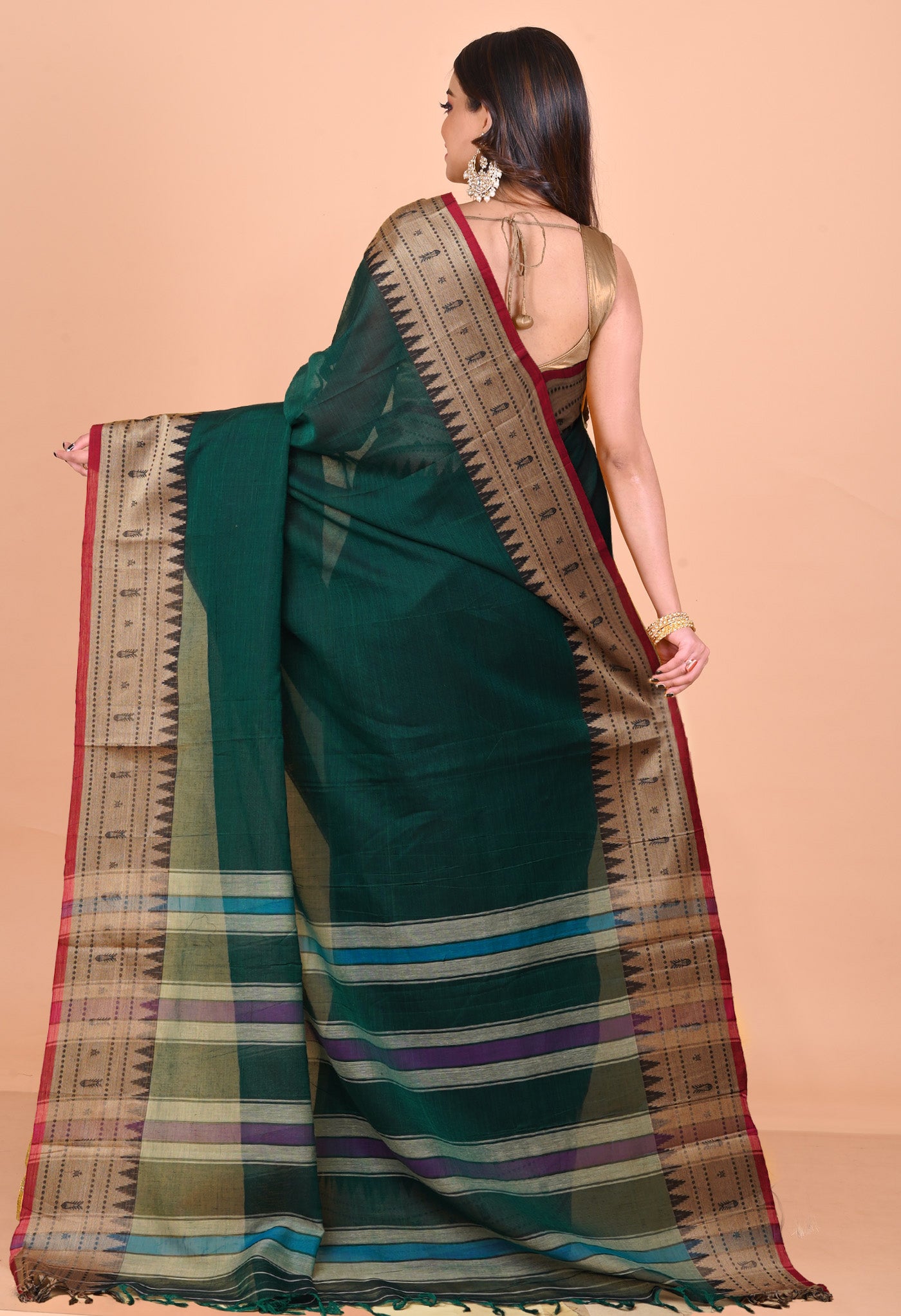 Green Pure Handloom Narayani Cotton Saree