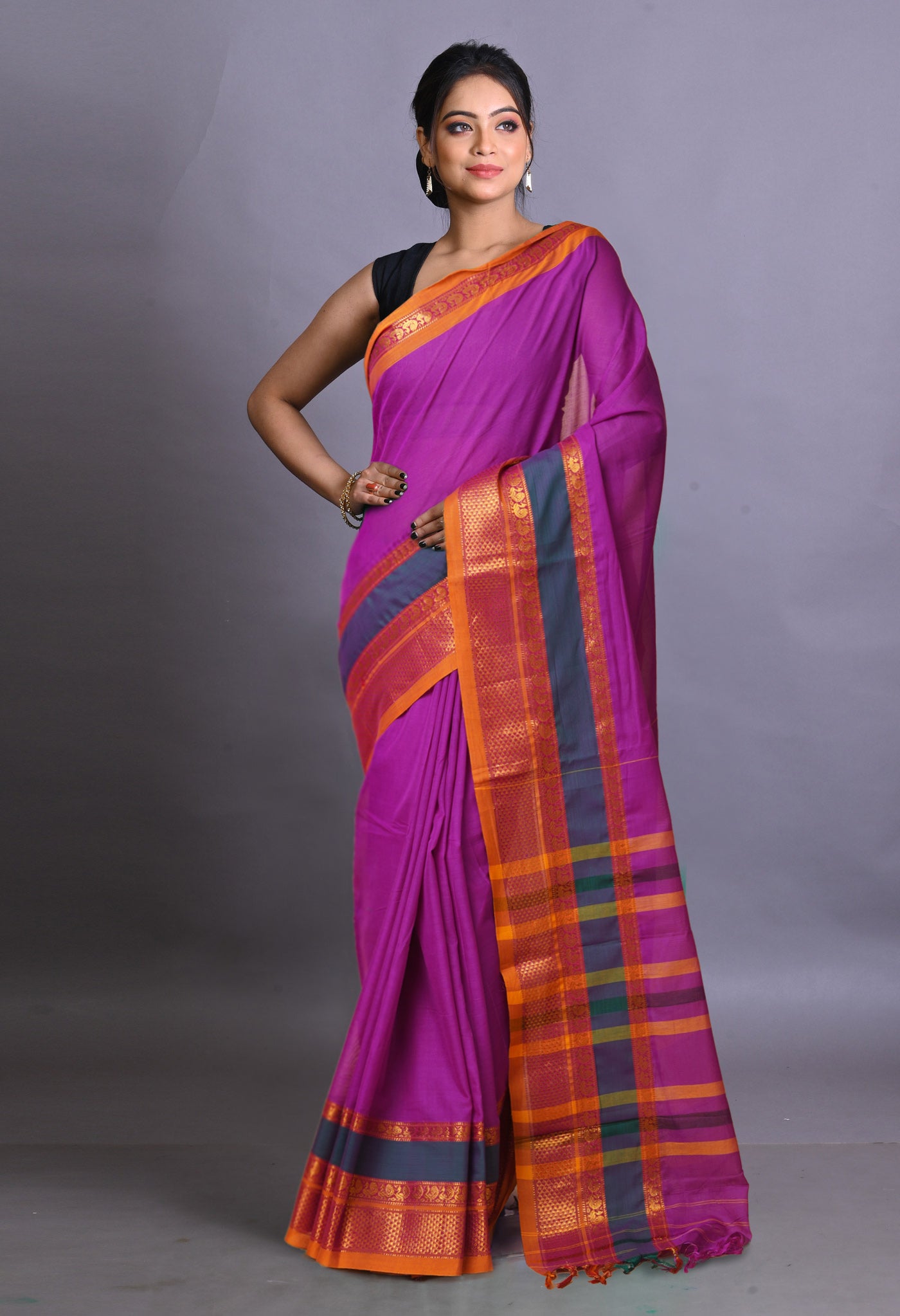 Pink Pure Handloom Narayani Cotton Saree-UNM79036