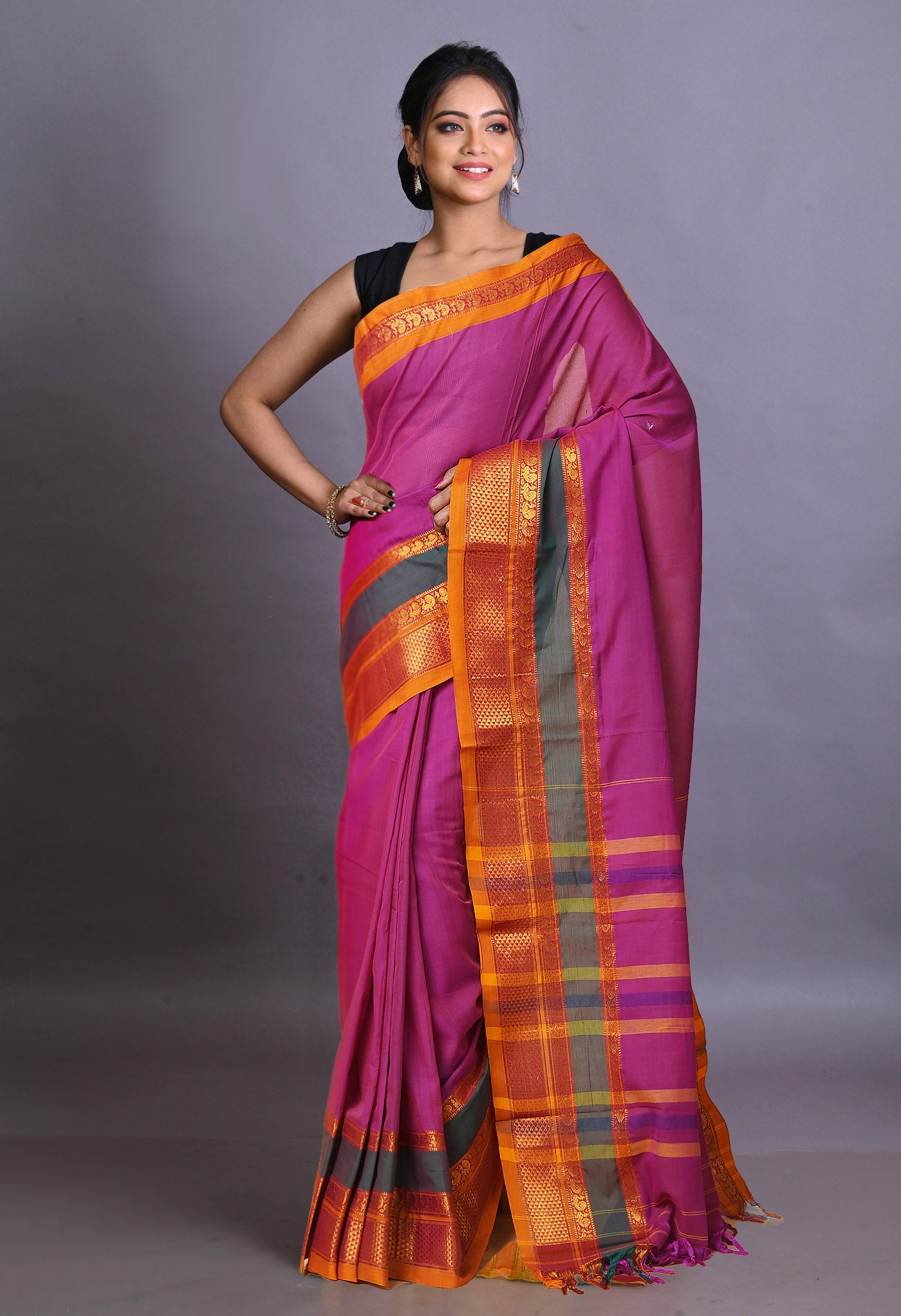 Pink Pure Handloom Narayani Cotton Saree-UNM79039