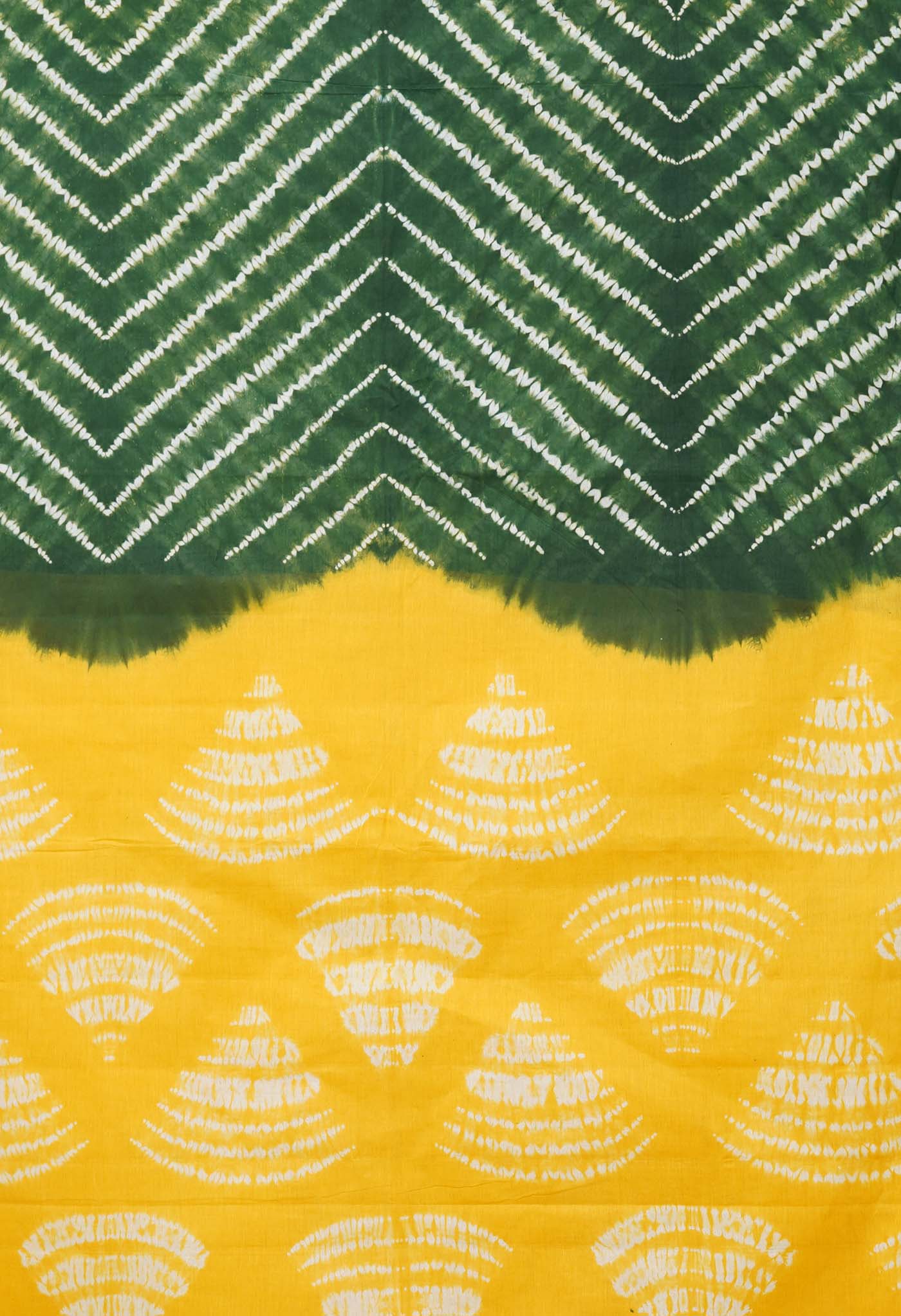 Green-Yellow Pure Tie And Dye Shibori Printed Soft Cotton Saree-UNM79065