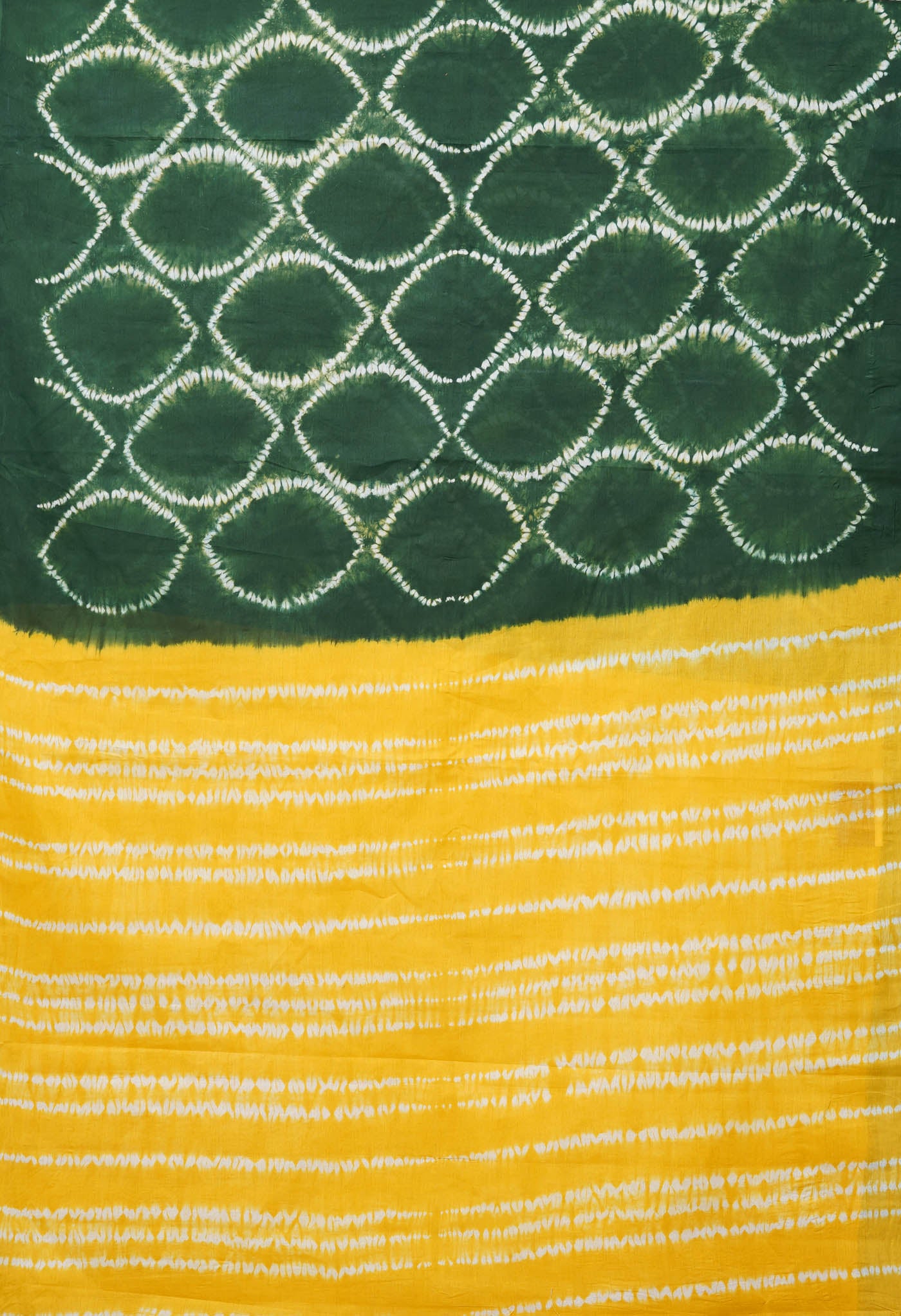 Green-Yellow Pure Tie And Dye Shibori Printed Soft Cotton Saree-UNM79072