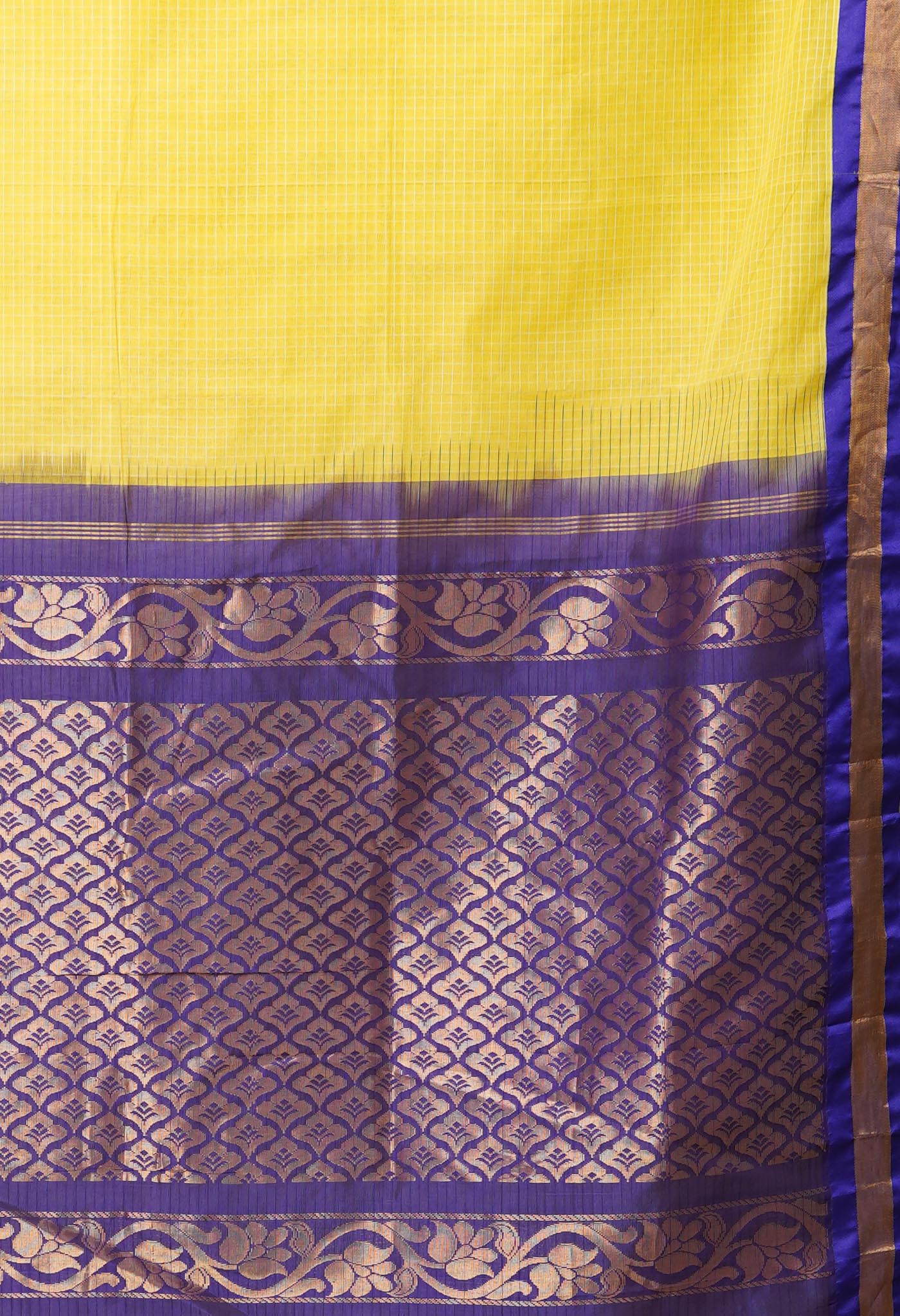 Lemon Yellow Pure Handloom Gadwal Cotton Saree