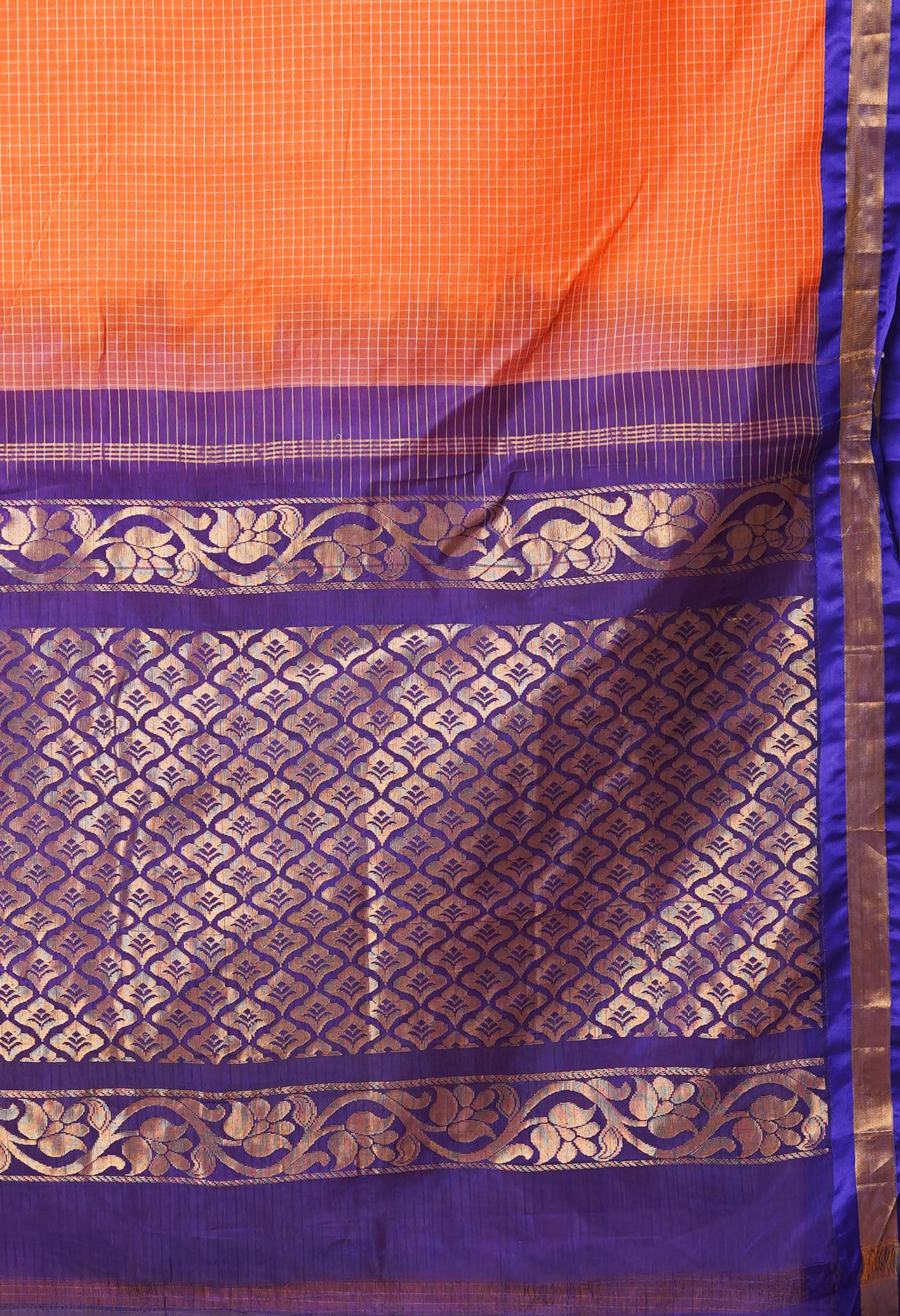 Orange Pure Handloom Gadwal Cotton Saree