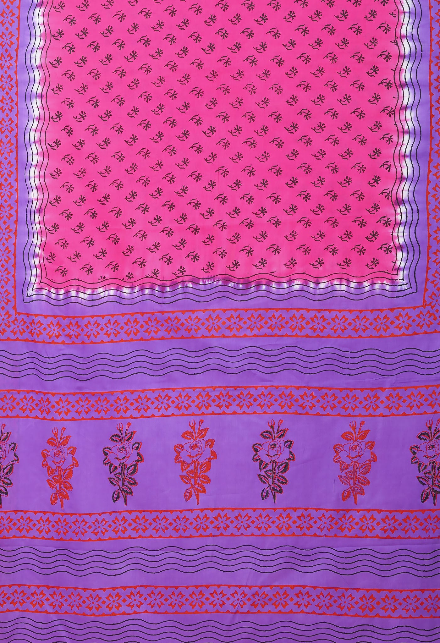 Pink Pure Hand Block Printed Soft Cotton Saree-UNM79172