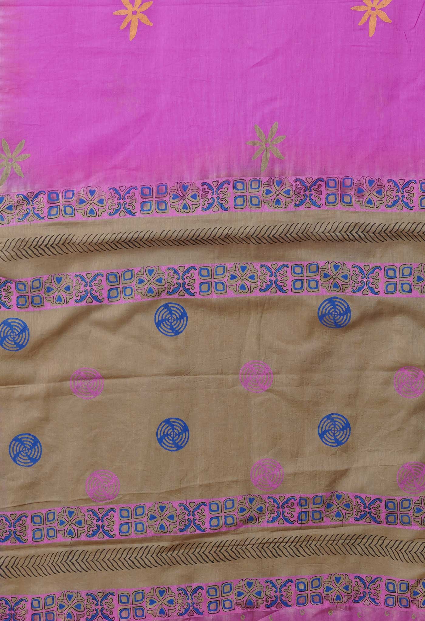 Purple Pure Hand Block Printed Soft Cotton Saree