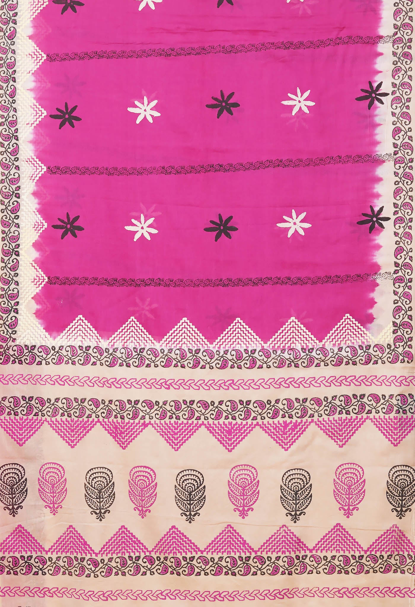 Pink Pure Hand Block Printed Soft Cotton Saree