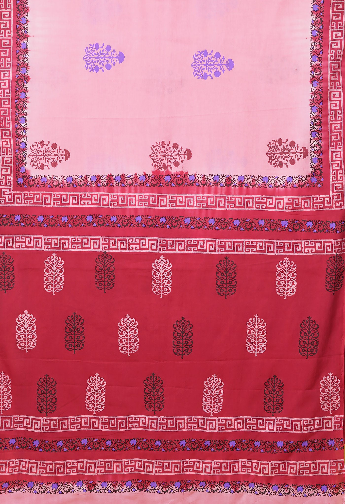 Pink Pure Hand Block Printed Soft Cotton Saree-UNM79287