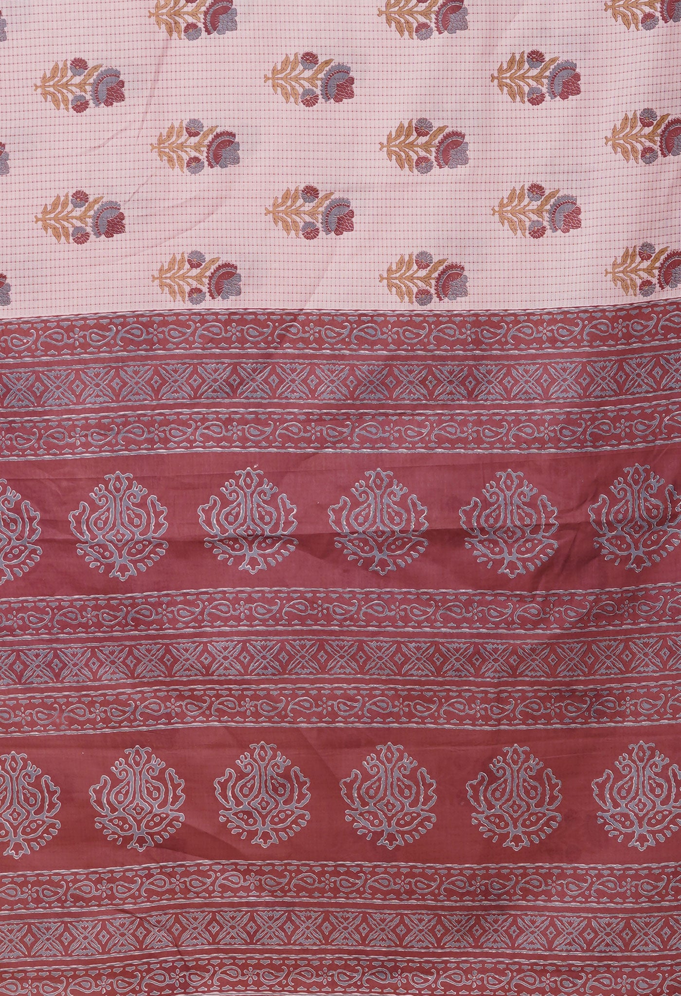 Pink Pure Hand Block Printed Soft Cotton Saree-UNM79339