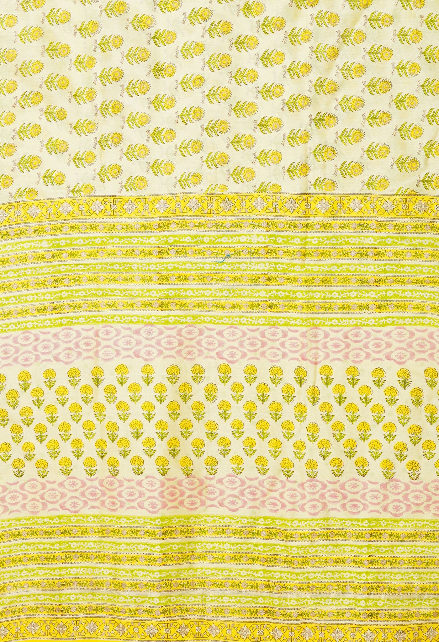 Yellow Pure Hand Block Printed Chanderi Sico Saree