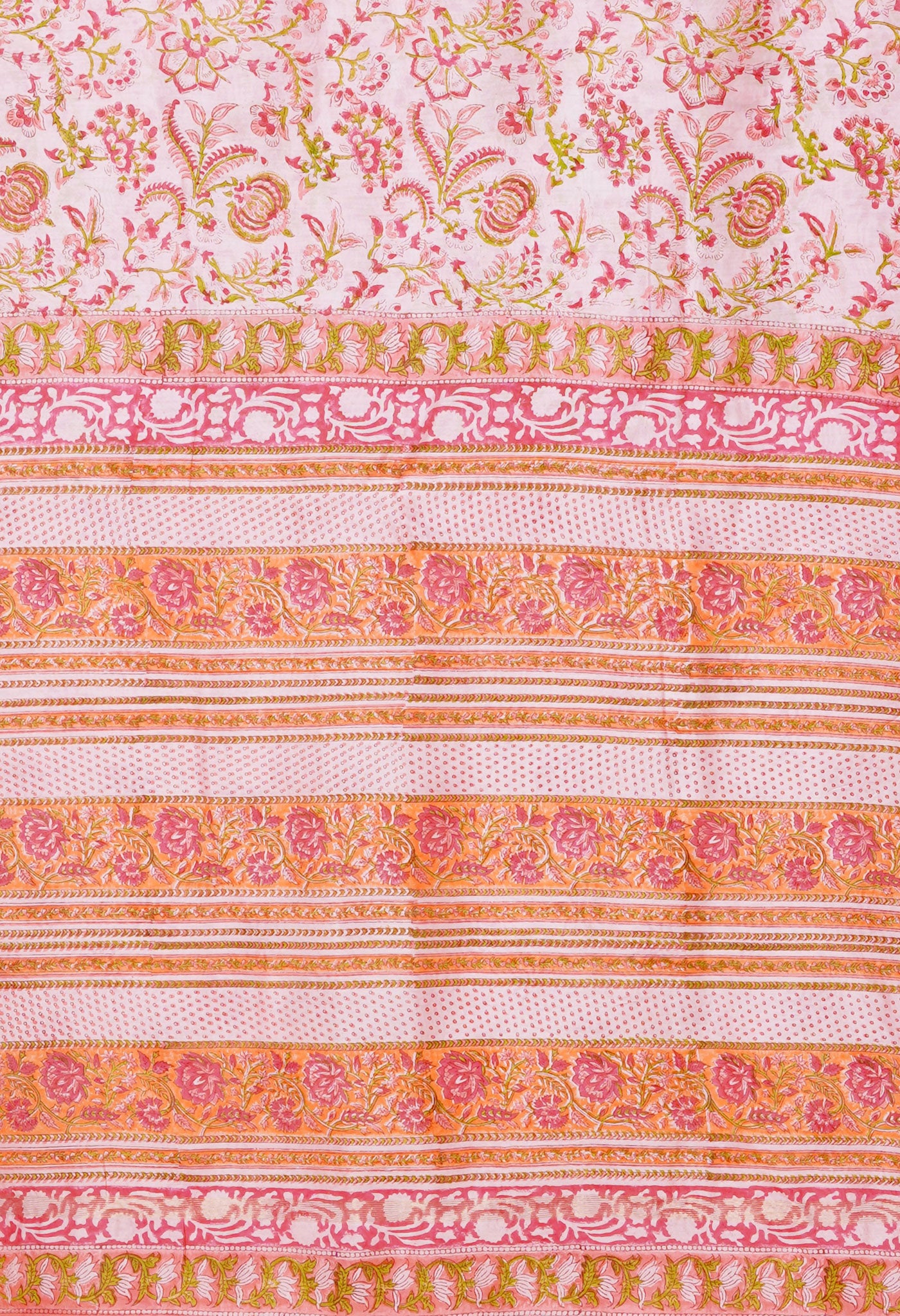 Pink Pure Hand Block Printed Chanderi Sico Saree