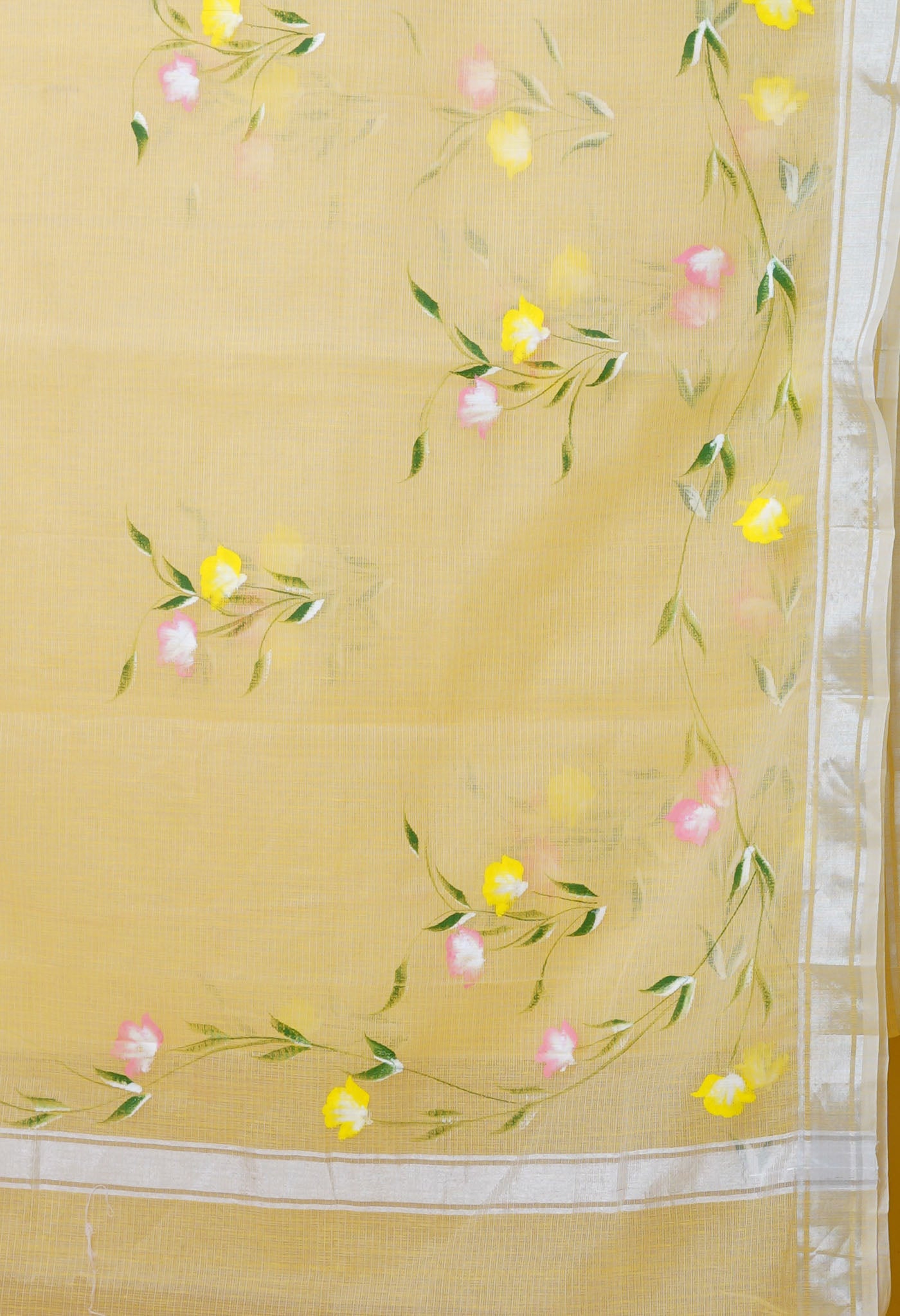 Yellow Pure Hand Painted Kota Saree