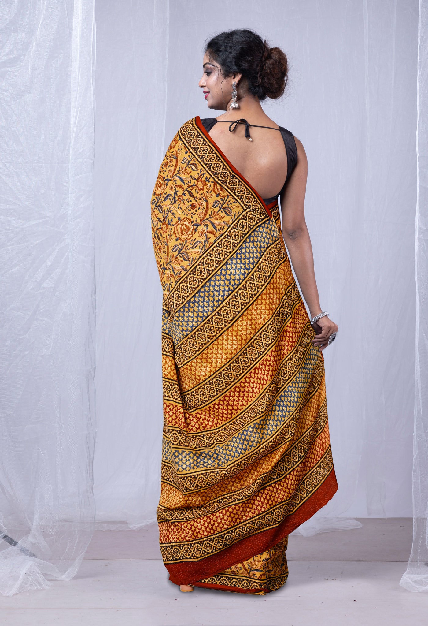 Brown Pure Bagru Printed Soft Cotton Saree-UNM79472