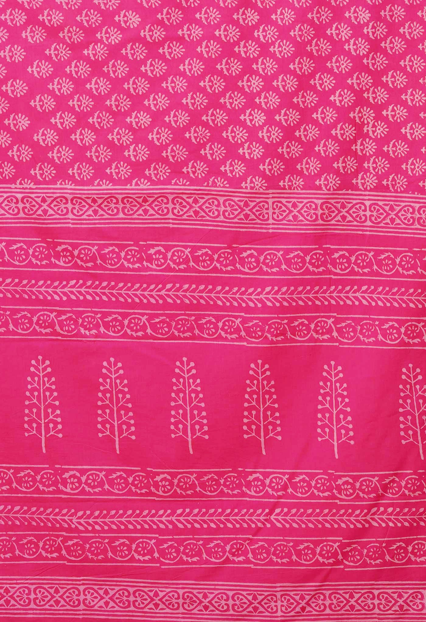 Pink Pure Hand Block Printed Soft Cotton Saree-UNM79563