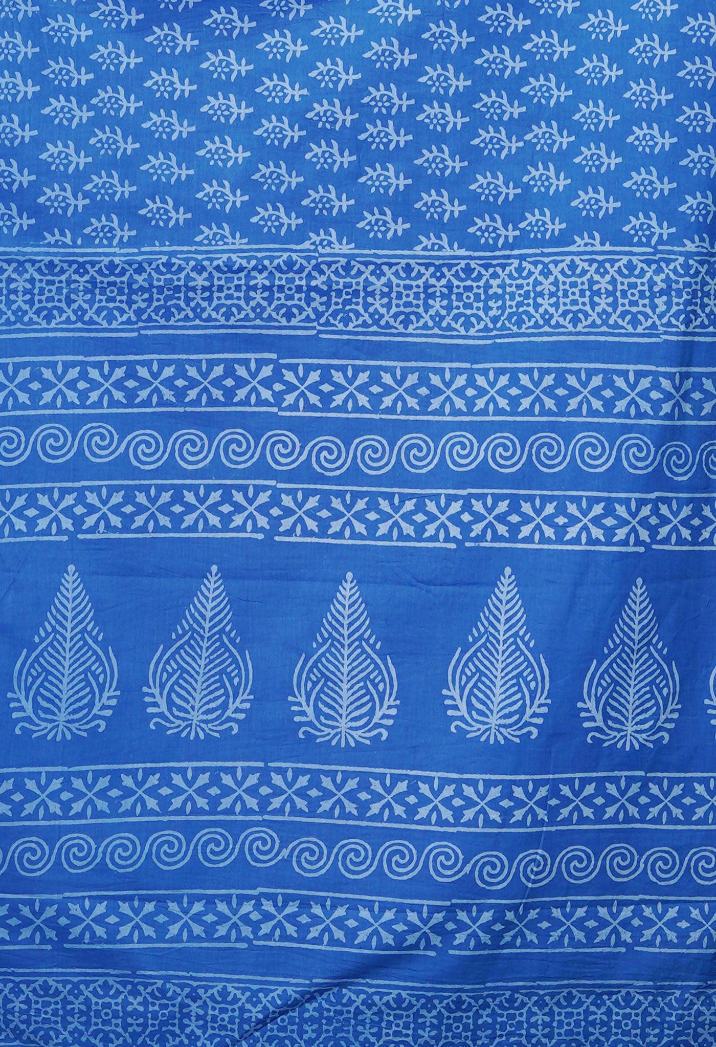 Navy Blue Pure Hand Block Printed Soft Cotton Saree-UNM79566