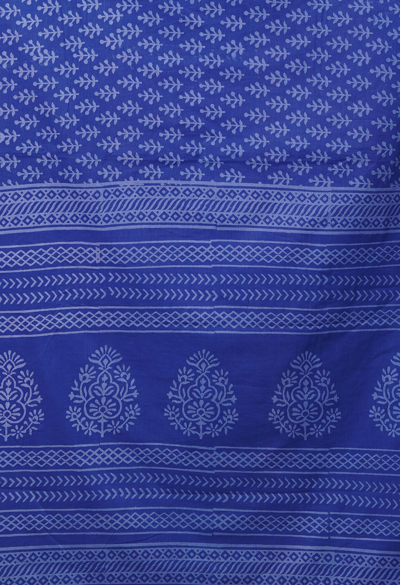 Navy Blue Pure Hand Block Printed Soft Cotton Saree-UNM79572