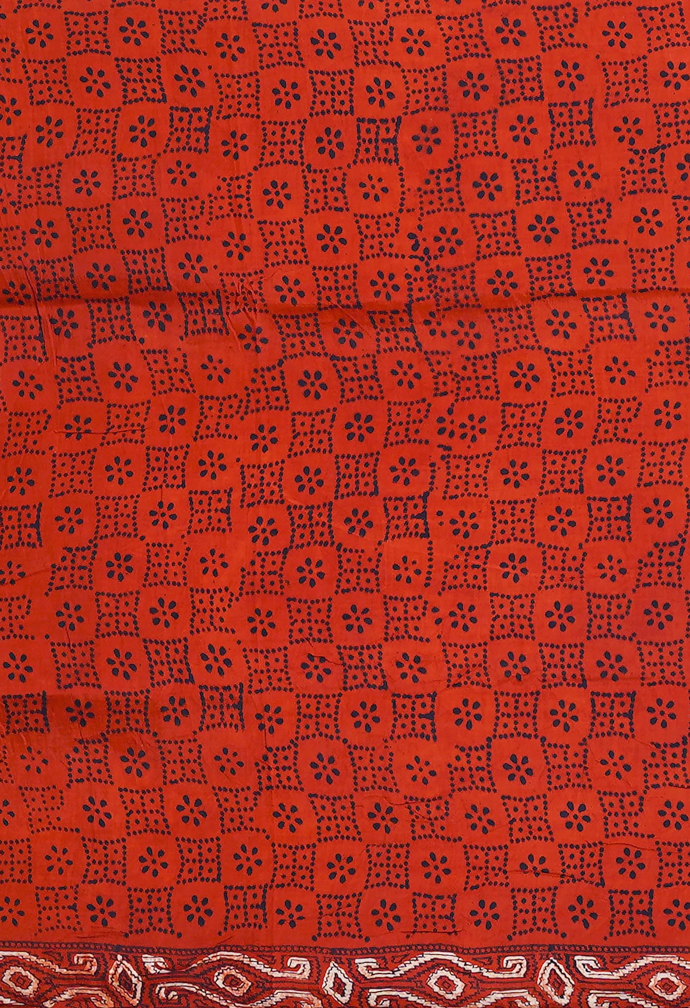 Red Pure Ajrakh Printed Soft Silk Saree-UNM79629