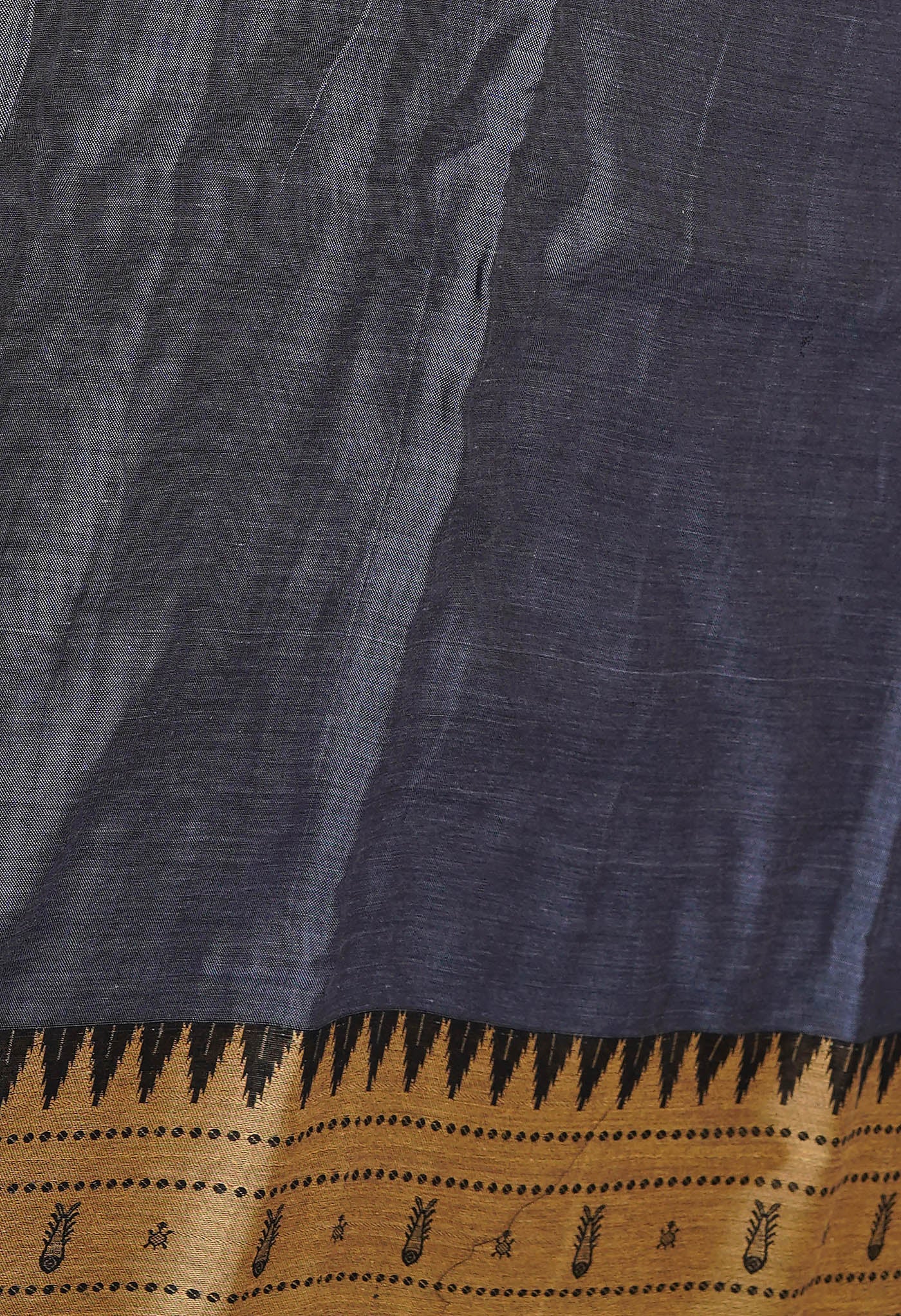 Dark Grey Pure Handloom Narayani Cotton Saree-UNM80099