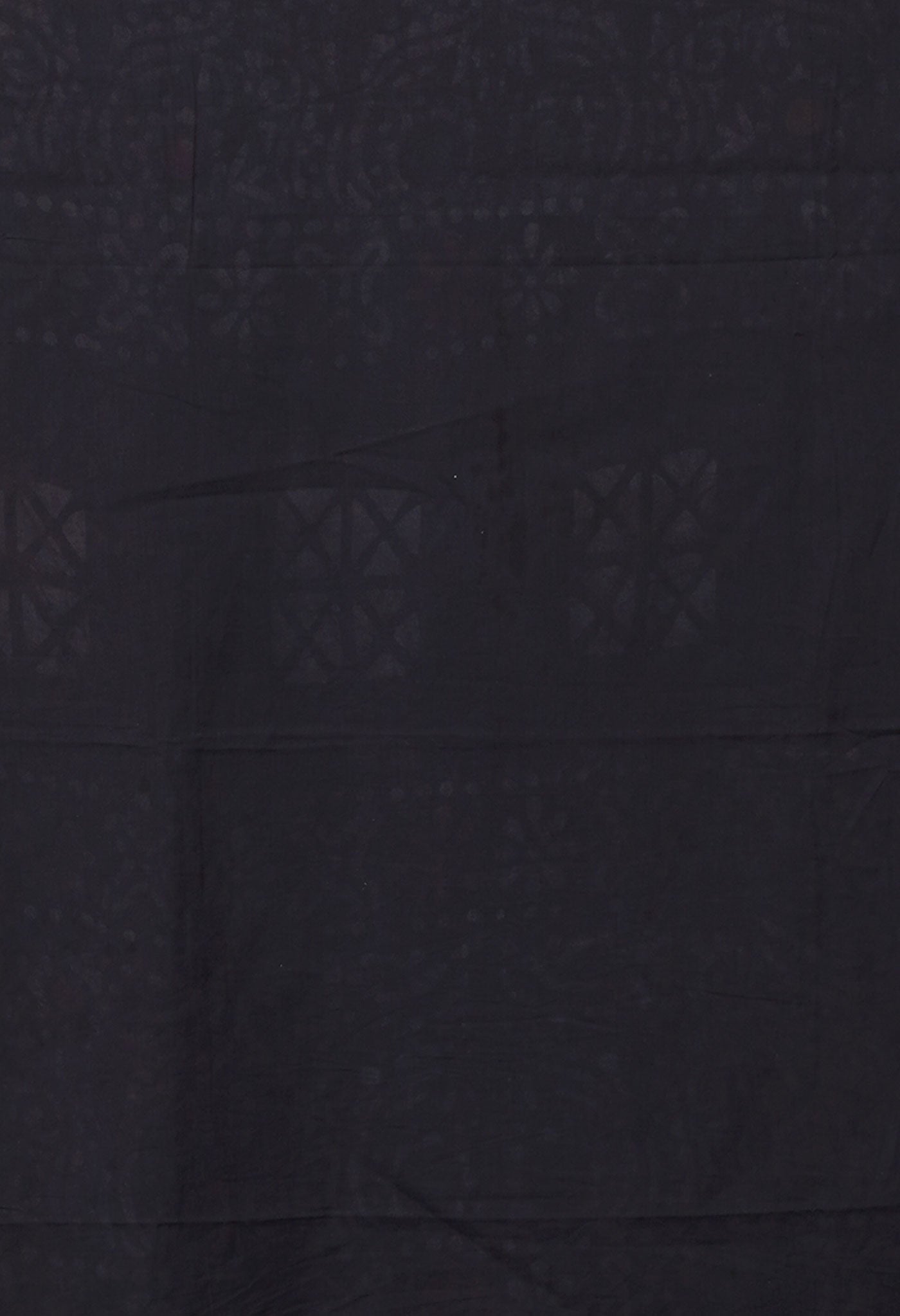 Black Pure  Wax Batik Printed Soft Cotton Saree-UNM80562