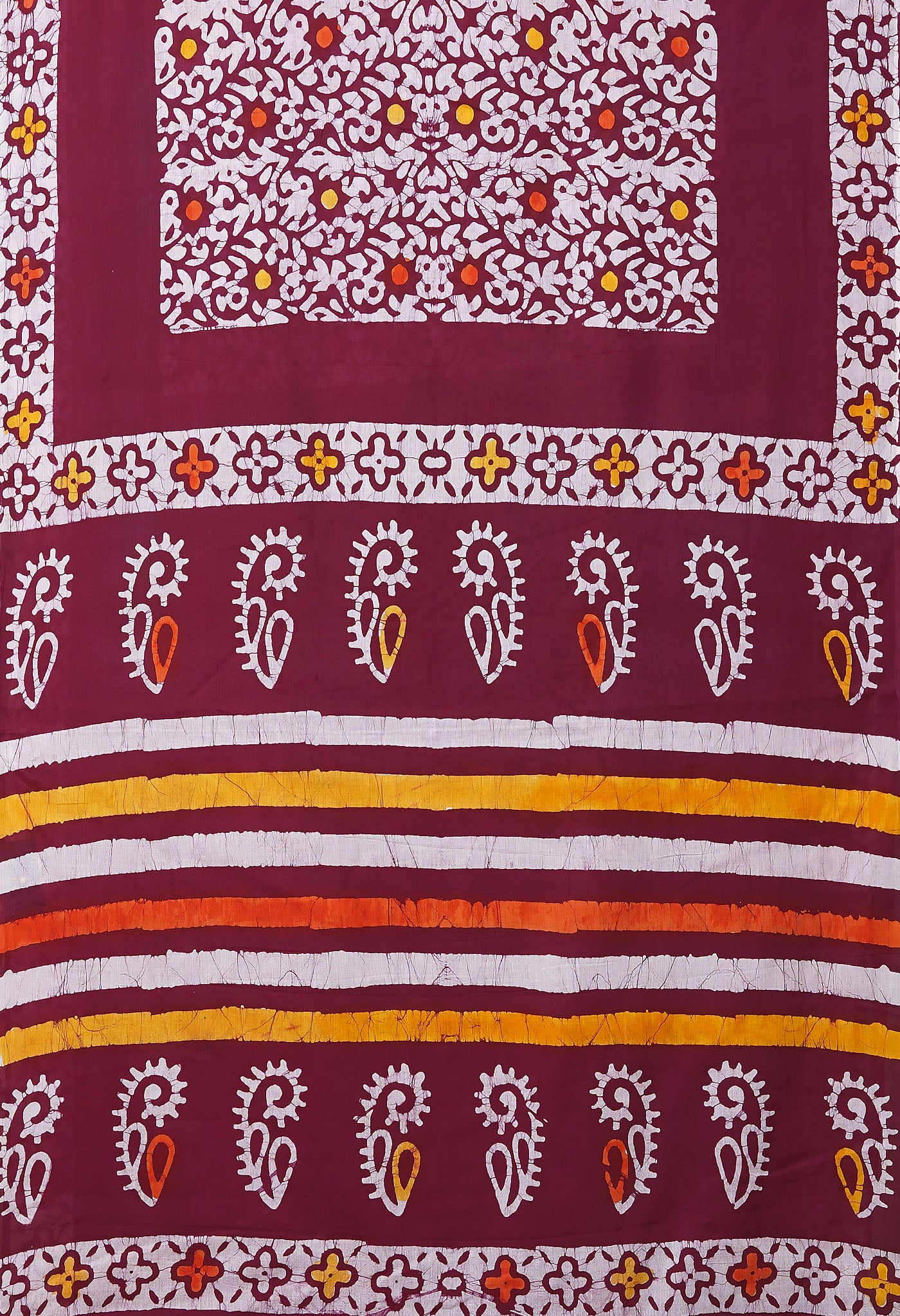 Maroon Pure  Wax Batik Printed Soft Cotton Saree-UNM80579