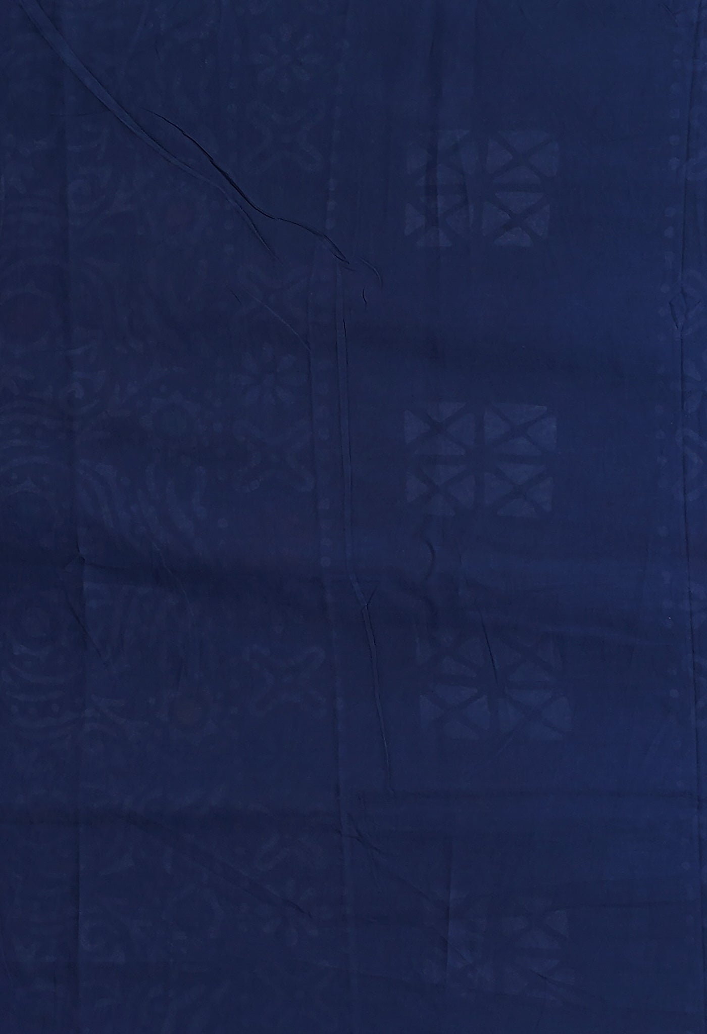 Navy Blue Pure  Wax Batik Printed Soft Cotton Saree-UNM80583