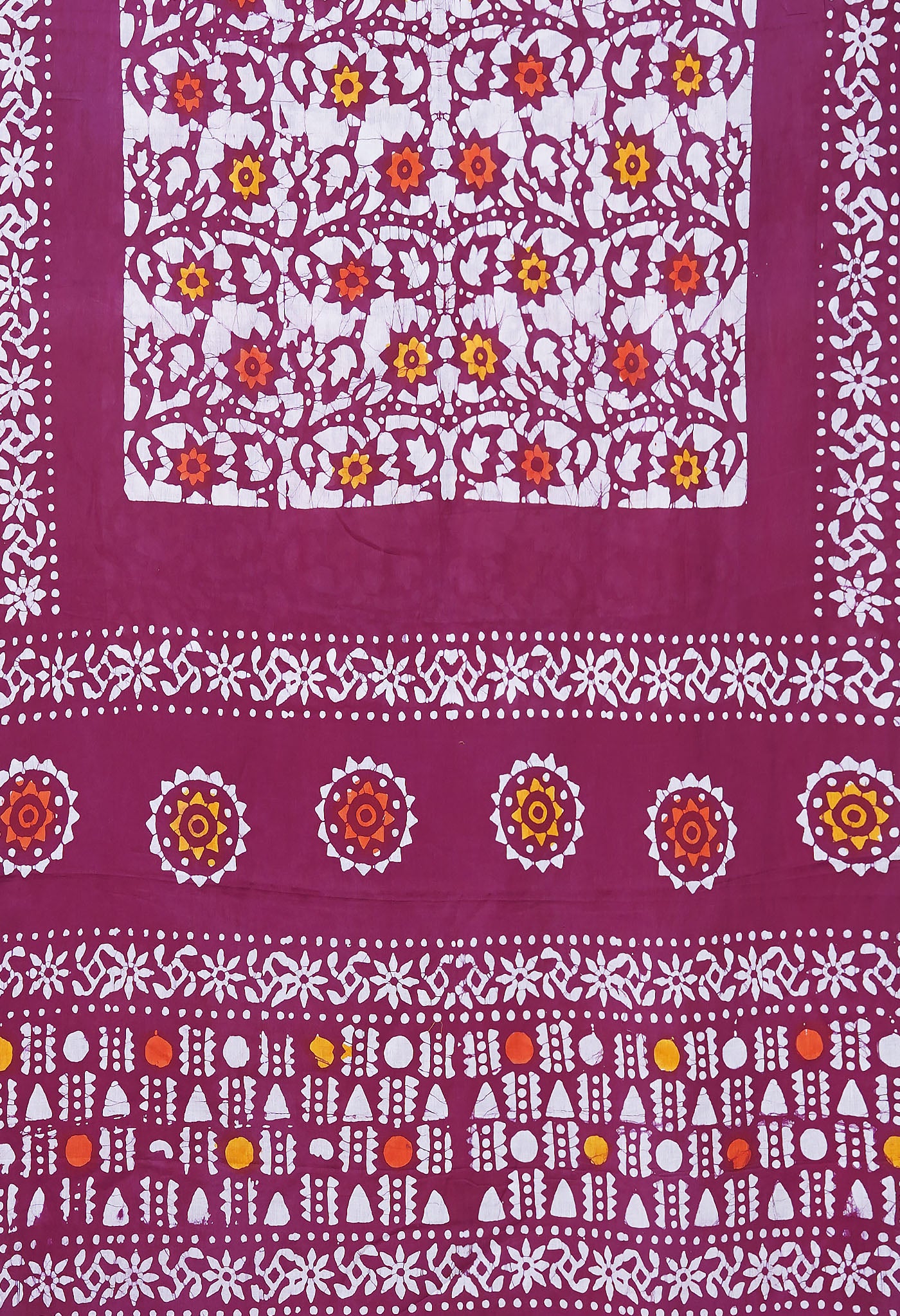 Maroon Pure  Wax Batik Printed Soft Cotton Saree-UNM80586