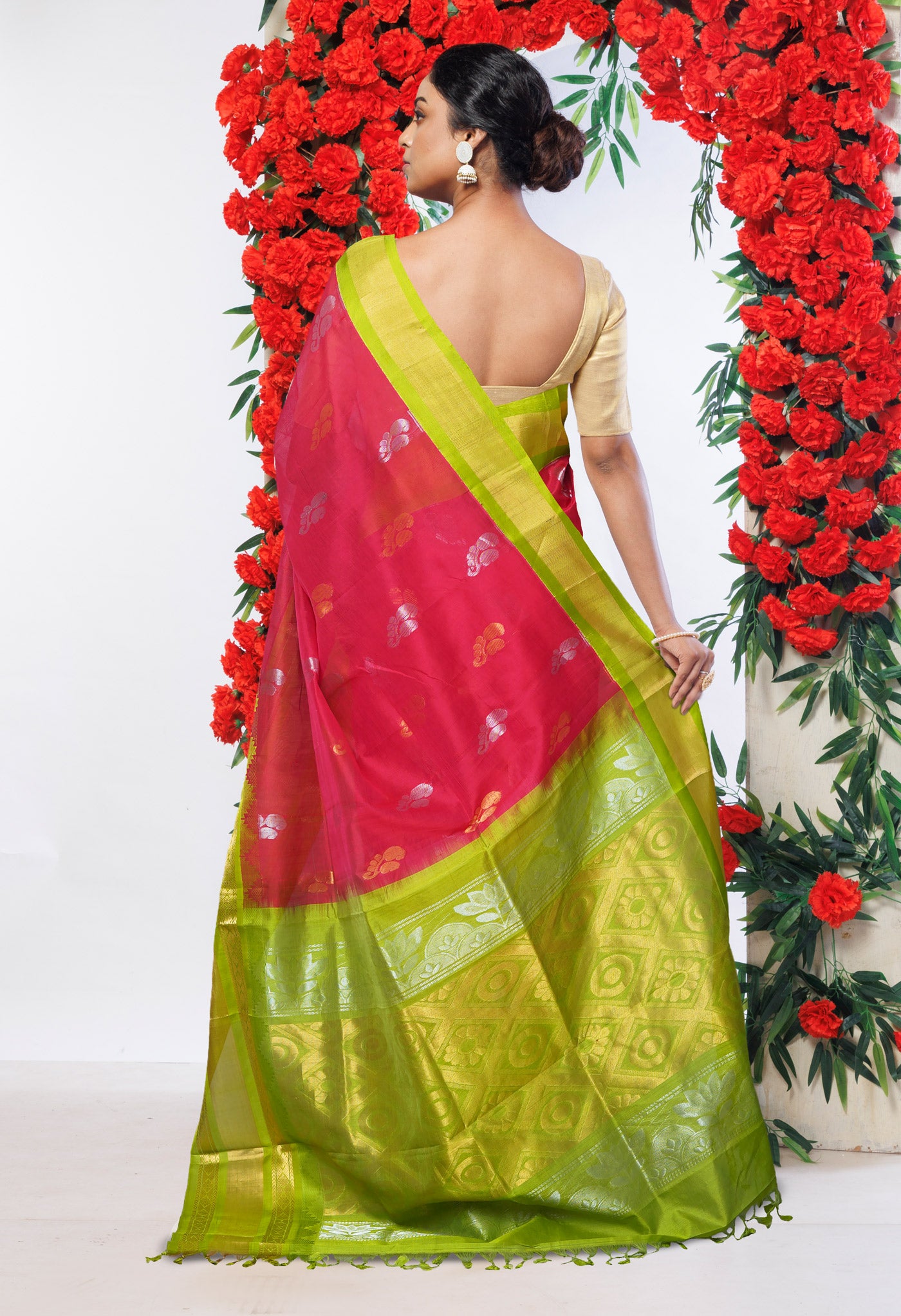 Red Pure Assam Silk Saree-UNM80697