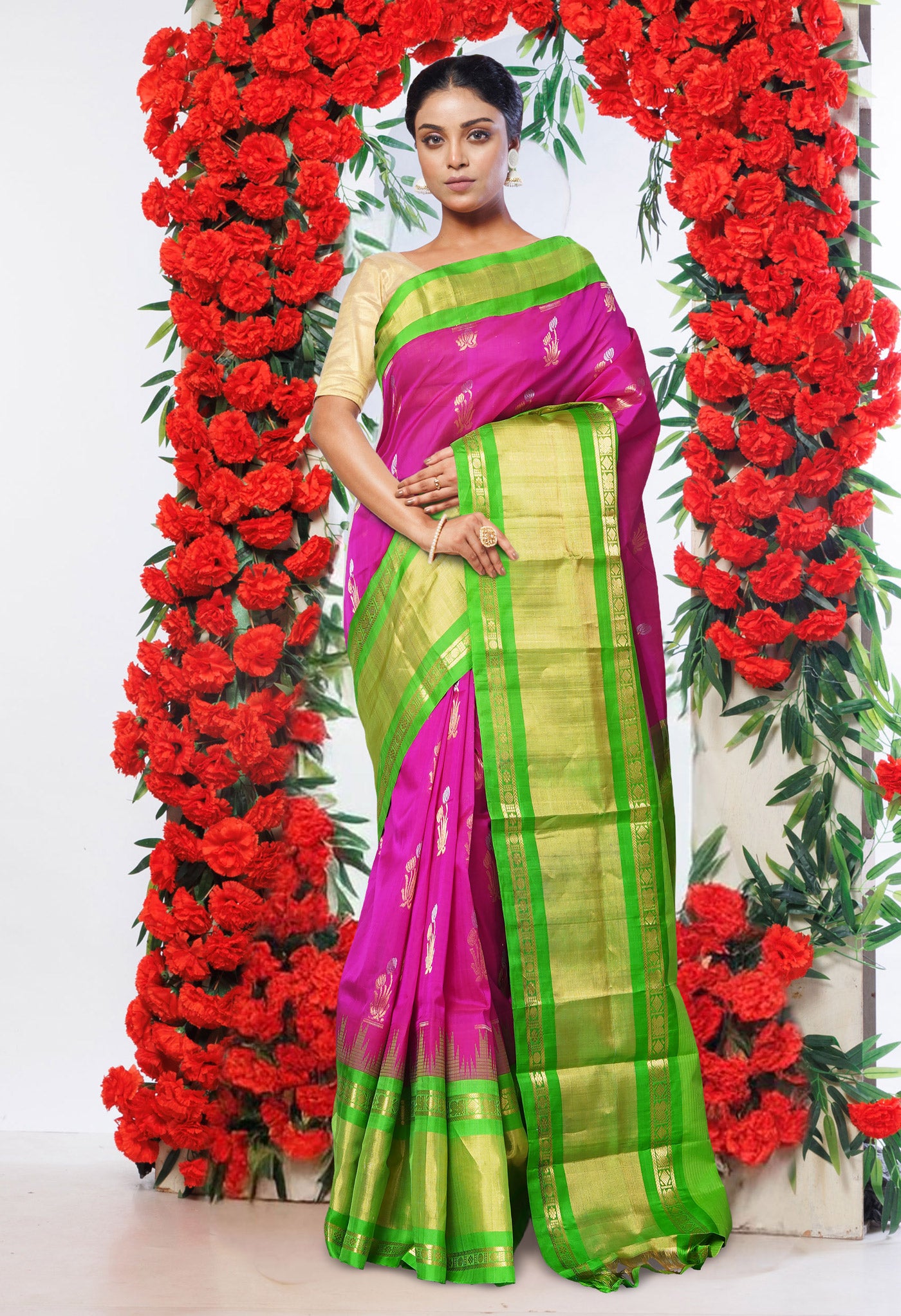 Pink Pure Assam Silk Saree-UNM80699