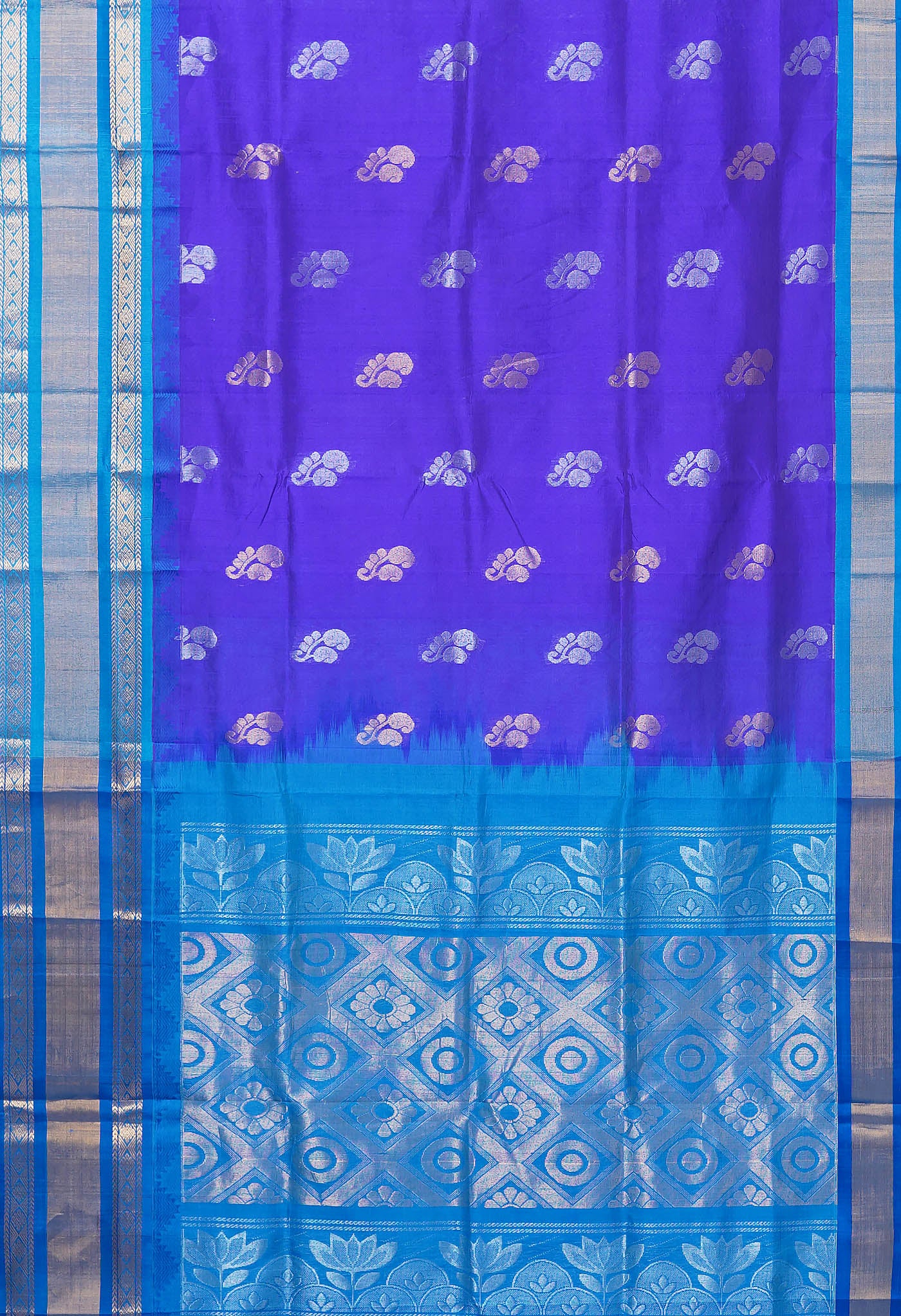 Dark Blue Pure Assam Silk Saree-UNM80701