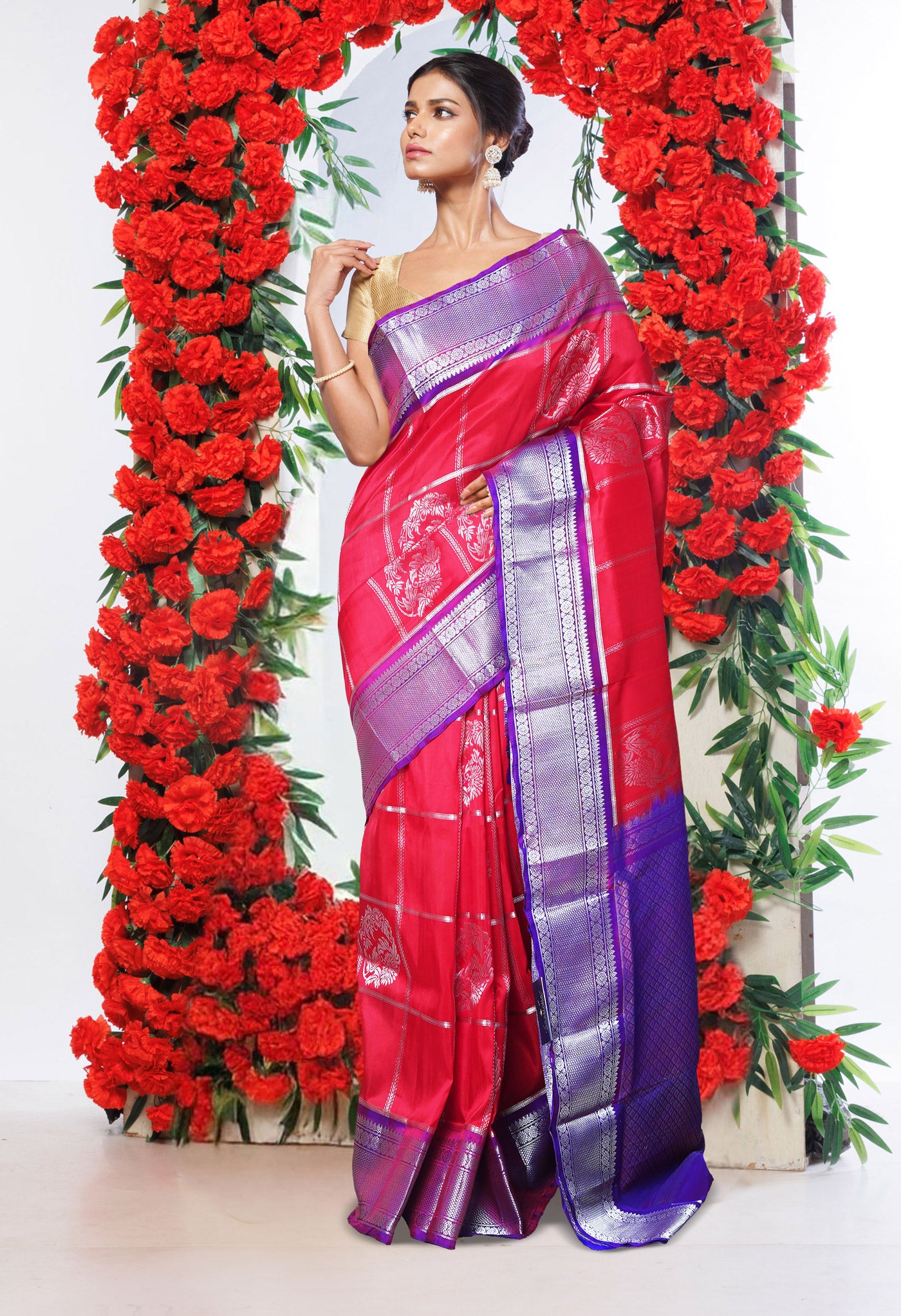 Red Pure Assam Silk Saree-UNM80703